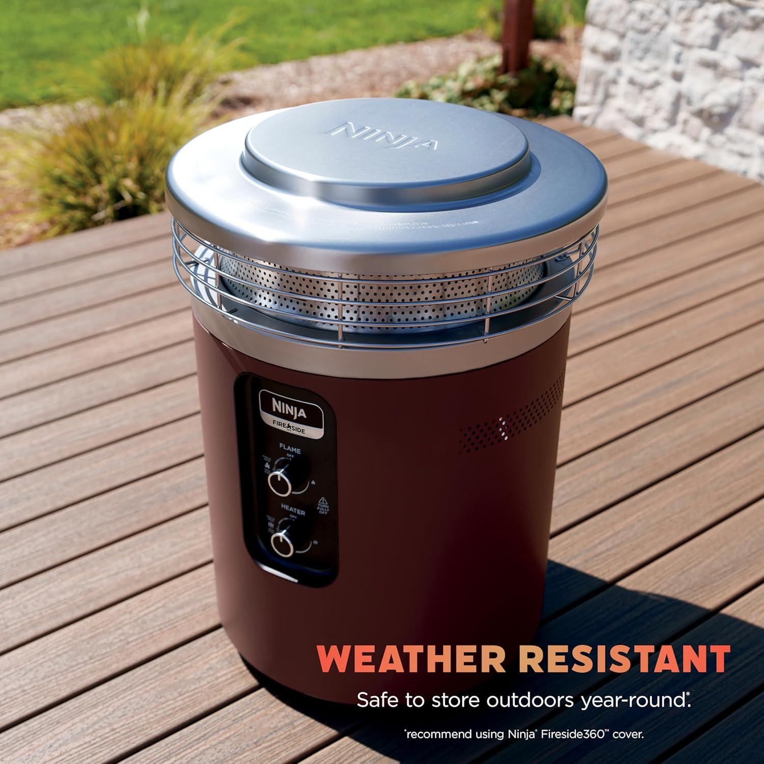 imageNinja Fireside360 Outdoor Heater amp Fire Pit 3 Modes Flame Heat Flame amp Heat Portable for Patio Deck Camping Beach Easy Control Smokeless Flames Push to Start Ignition Stone OF101STMaroon