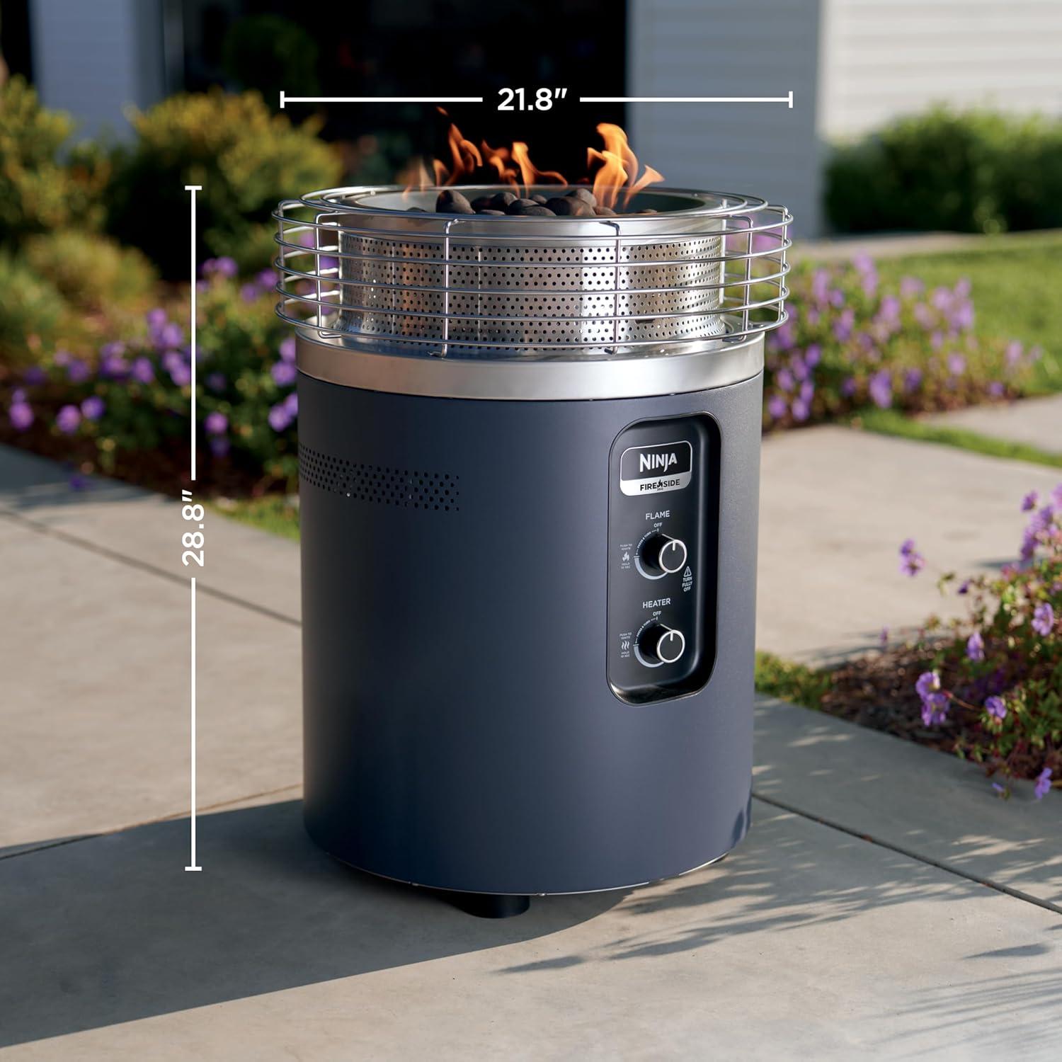 imageNinja Fireside360 Outdoor Heater amp Fire Pit 3 Modes Flame Heat Flame amp Heat Portable for Patio Deck Camping Beach Easy Control Smokeless Flames Push to Start Ignition Stone OF101STCyberspace