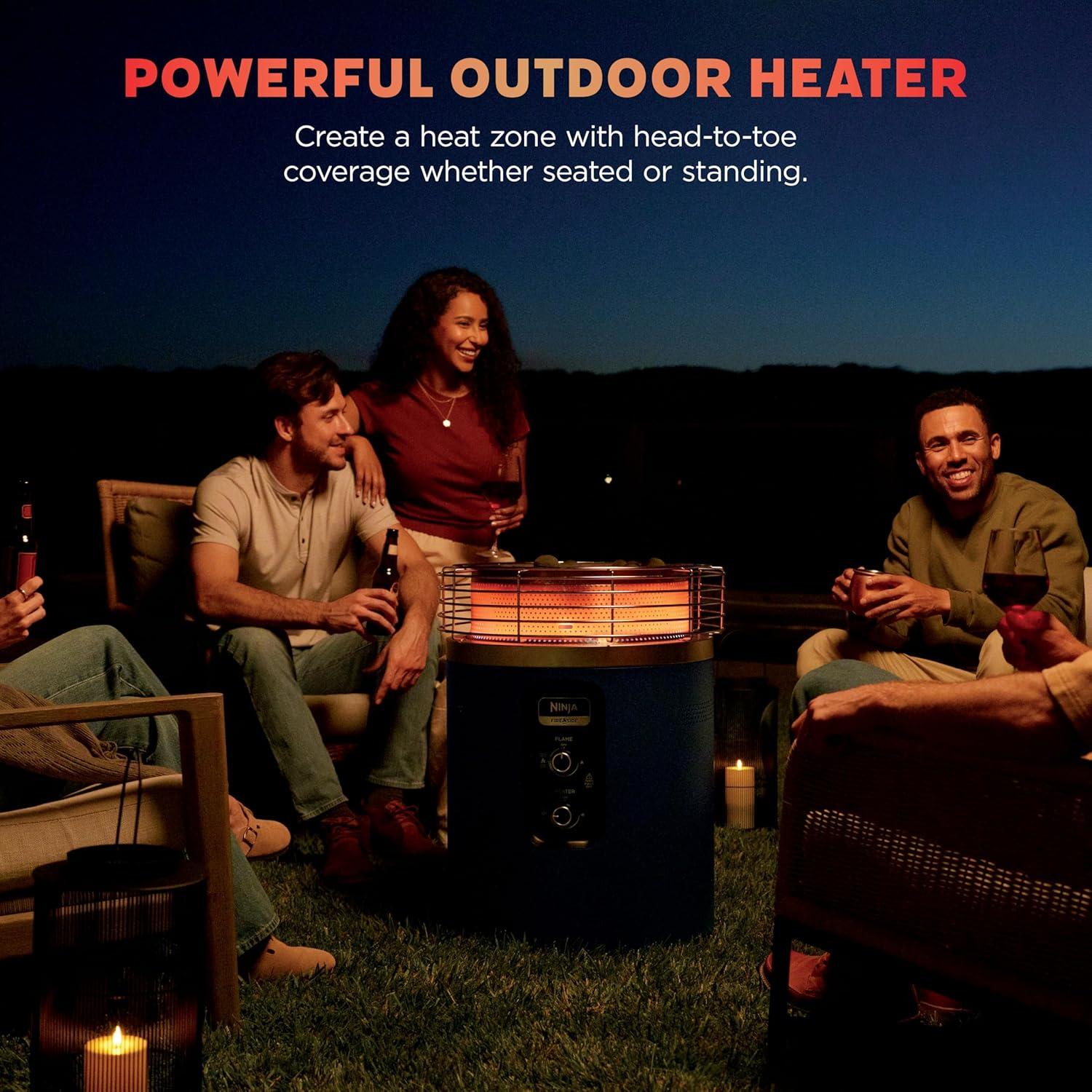 imageNinja Fireside360 Outdoor Heater amp Fire Pit 3 Modes Flame Heat Flame amp Heat Portable for Patio Deck Camping Beach Easy Control Smokeless Flames Push to Start Ignition Stone OF101STCyberspace