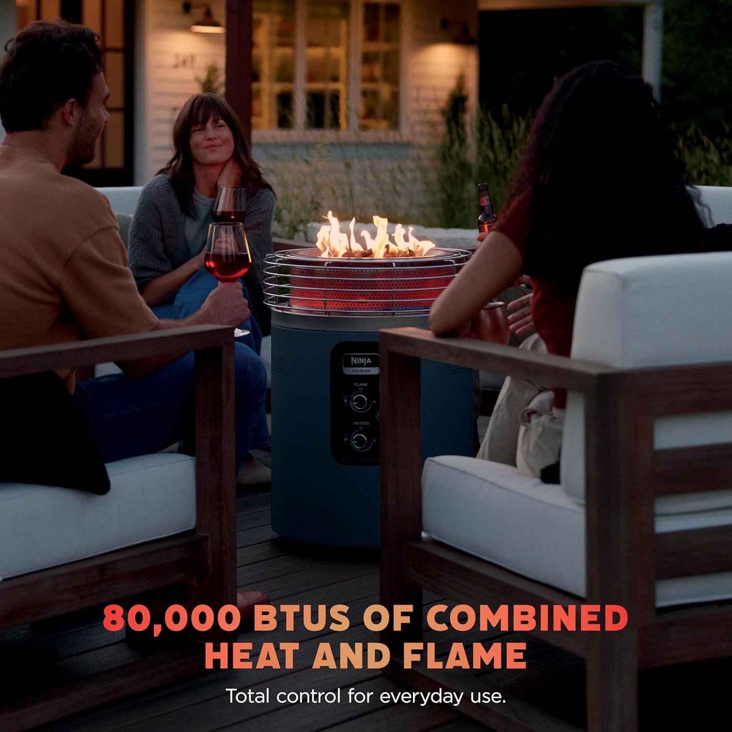 imageNinja Fireside360 Outdoor Heater amp Fire Pit 3 Modes Flame Heat Flame amp Heat Portable for Patio Deck Camping Beach Easy Control Smokeless Flames Push to Start Ignition Stone OF101STCyberspace