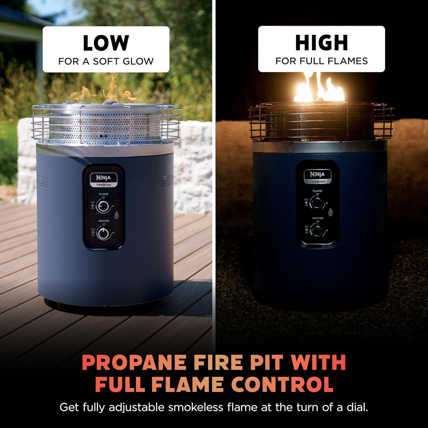 imageNinja Fireside360 Outdoor Heater amp Fire Pit 3 Modes Flame Heat Flame amp Heat Portable for Patio Deck Camping Beach Easy Control Smokeless Flames Push to Start Ignition Stone OF101STCyberspace