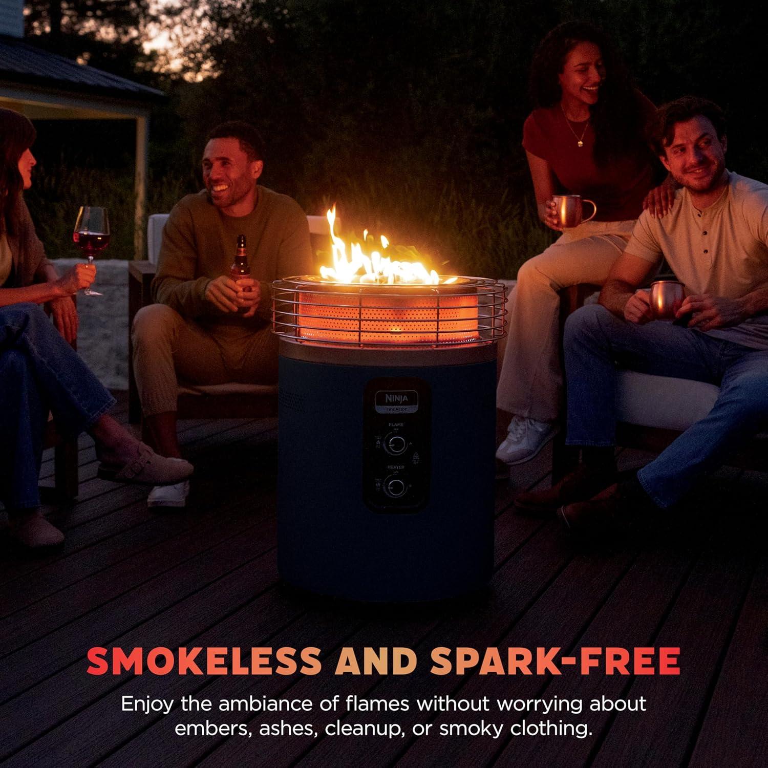 imageNinja Fireside360 Outdoor Heater amp Fire Pit 3 Modes Flame Heat Flame amp Heat Portable for Patio Deck Camping Beach Easy Control Smokeless Flames Push to Start Ignition Stone OF101STCyberspace