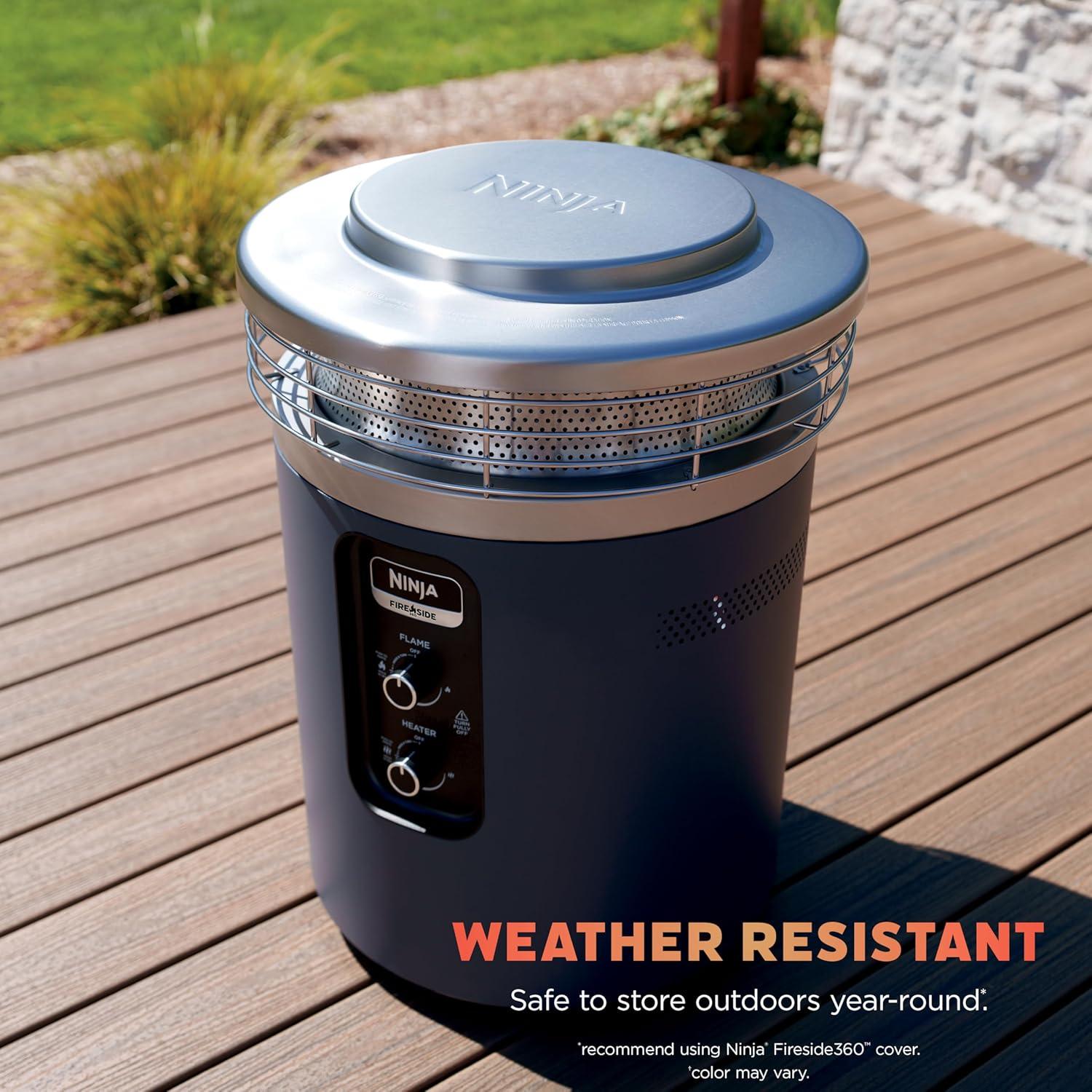 imageNinja Fireside360 Outdoor Heater amp Fire Pit 3 Modes Flame Heat Flame amp Heat Portable for Patio Deck Camping Beach Easy Control Smokeless Flames Push to Start Ignition Stone OF101STStainless Steel