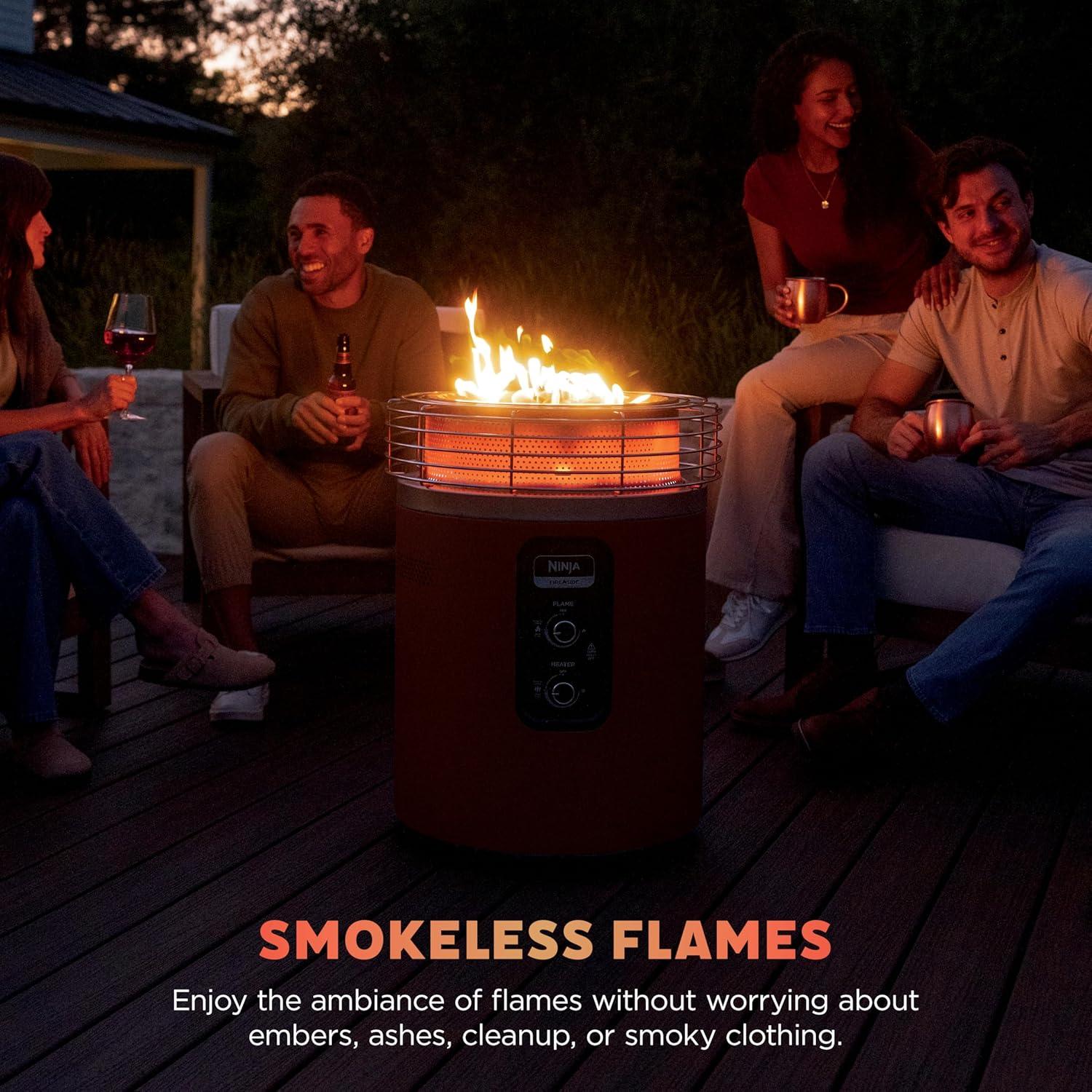 imageNinja Fireside360 Outdoor Heater amp Fire Pit 3 Modes Flame Heat Flame amp Heat Portable for Patio Deck Camping Beach Easy Control Smokeless Flames Push to Start Ignition Stone OF101STMaroon