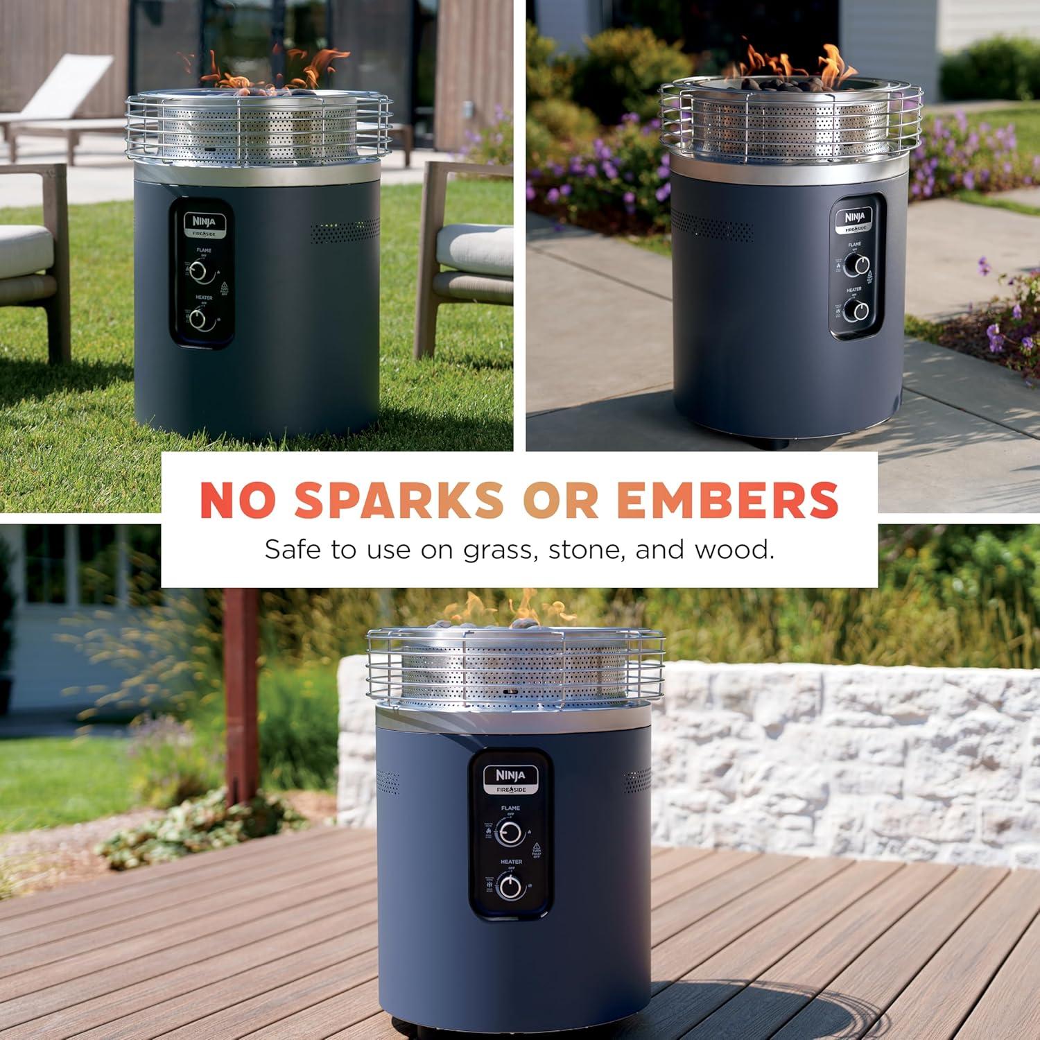 imageNinja Fireside360 Outdoor Heater amp Fire Pit 3 Modes Flame Heat Flame amp Heat Portable for Patio Deck Camping Beach Easy Control Smokeless Flames Push to Start Ignition Stone OF101STCyberspace