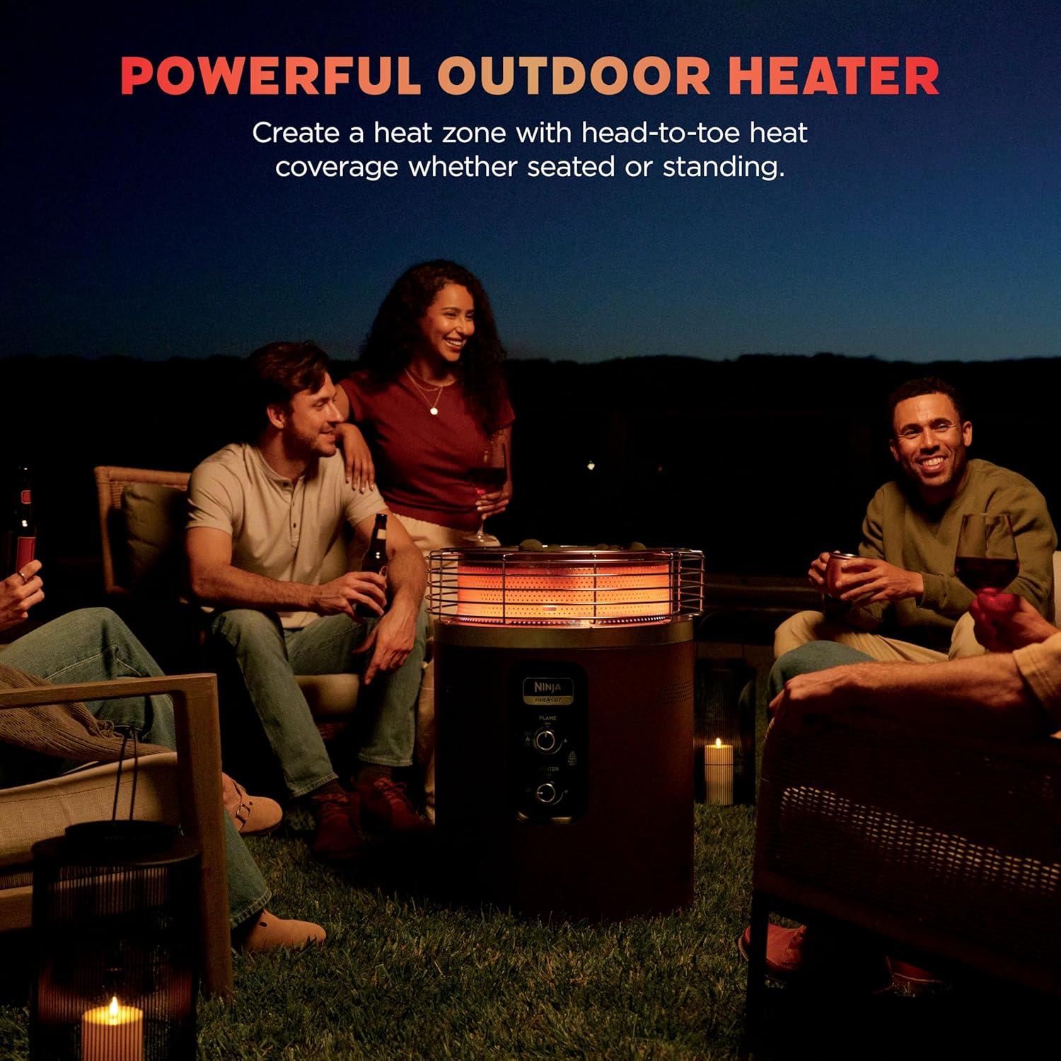 imageNinja Fireside360 Outdoor Heater amp Fire Pit 3 Modes Flame Heat Flame amp Heat Portable for Patio Deck Camping Beach Easy Control Smokeless Flames Push to Start Ignition Stone OF101STMaroon
