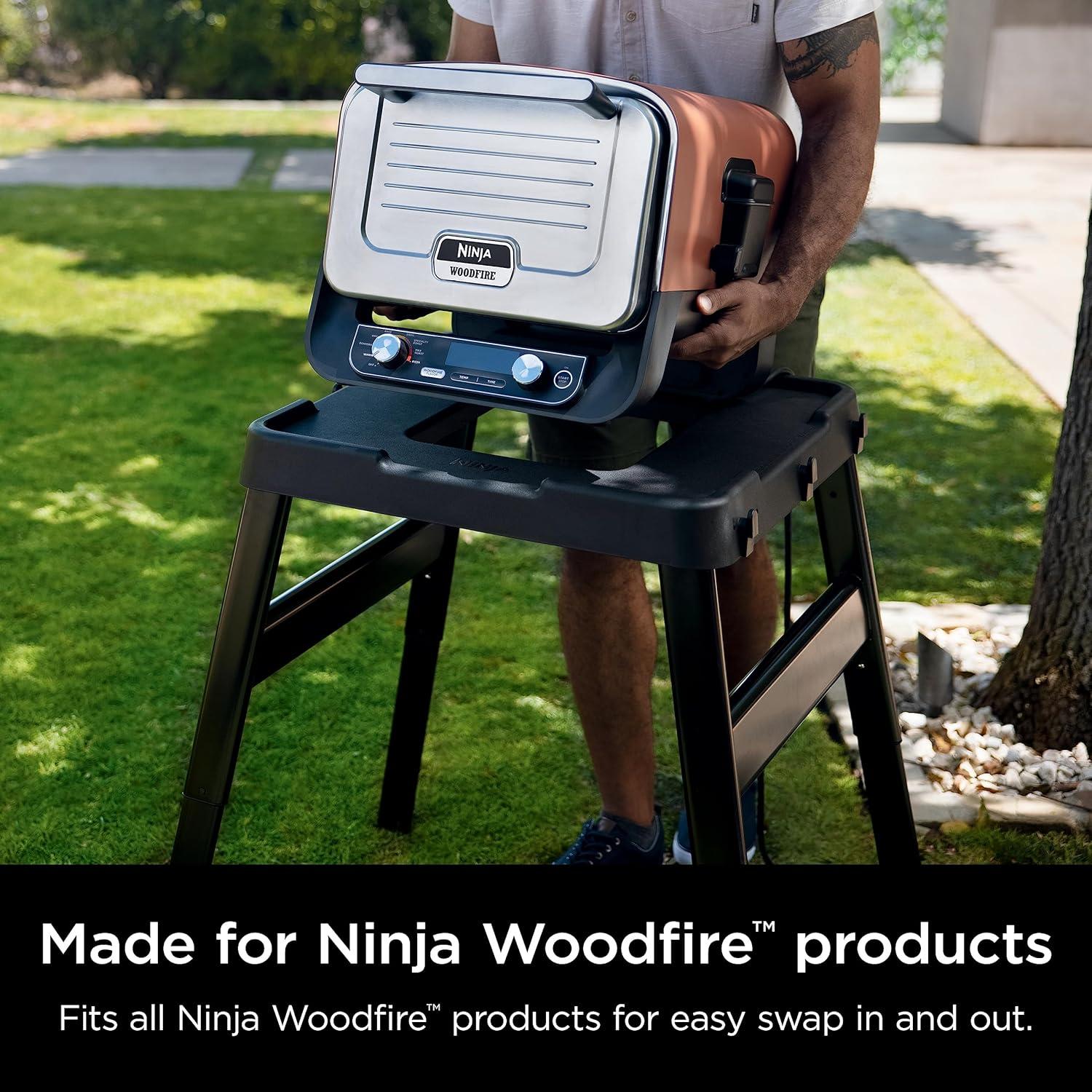 imageNinja Outdoor Side Table and Grill Stand Adjustable Height Weather Resistant Compatible with Ninja Woodfire Collection OG700 OG800 OG900 amp OO100 Series XSKUNSTANDTBLStand