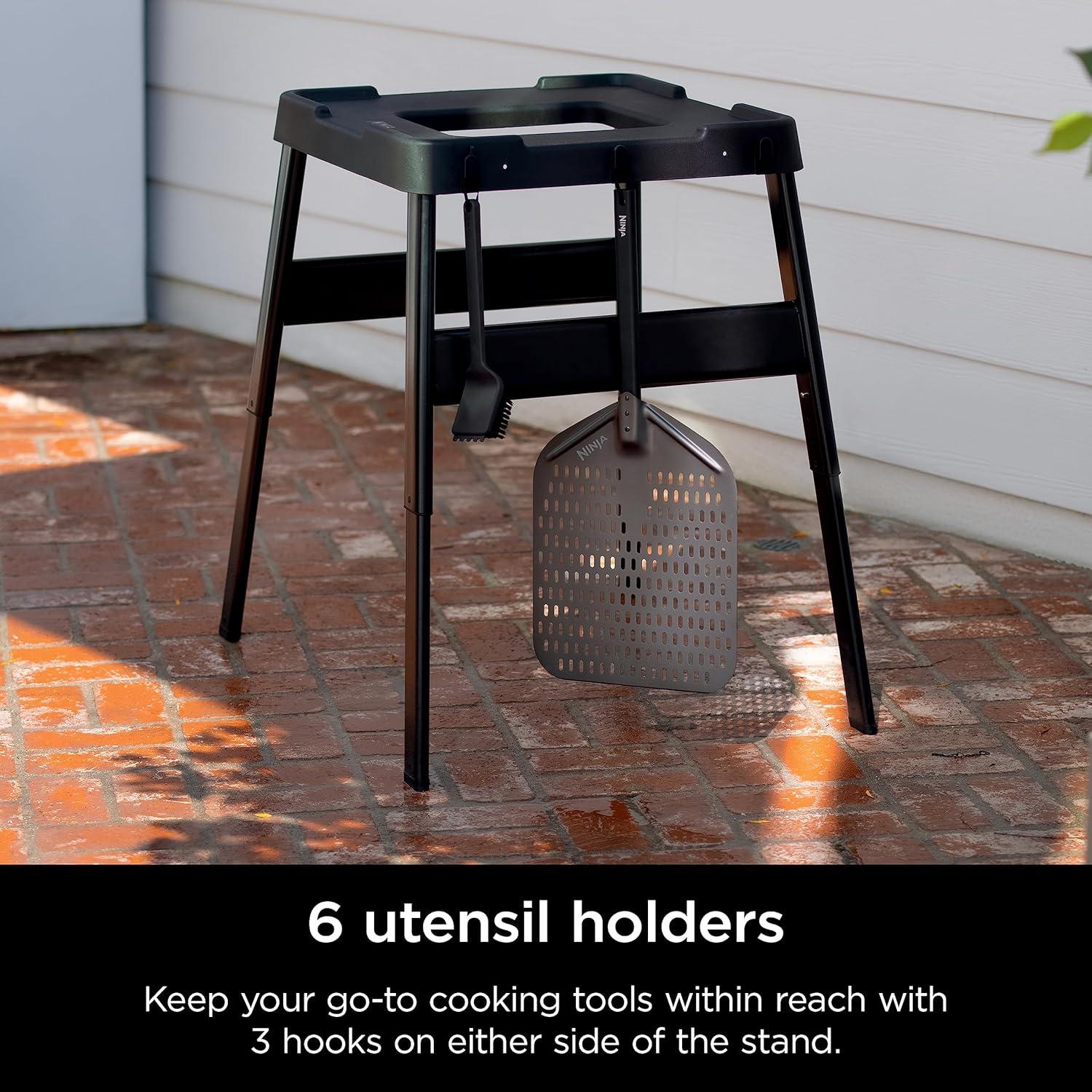 imageNinja Outdoor Side Table and Grill Stand Adjustable Height Weather Resistant Compatible with Ninja Woodfire Collection OG700 OG800 OG900 amp OO100 Series XSKUNSTANDTBLStand