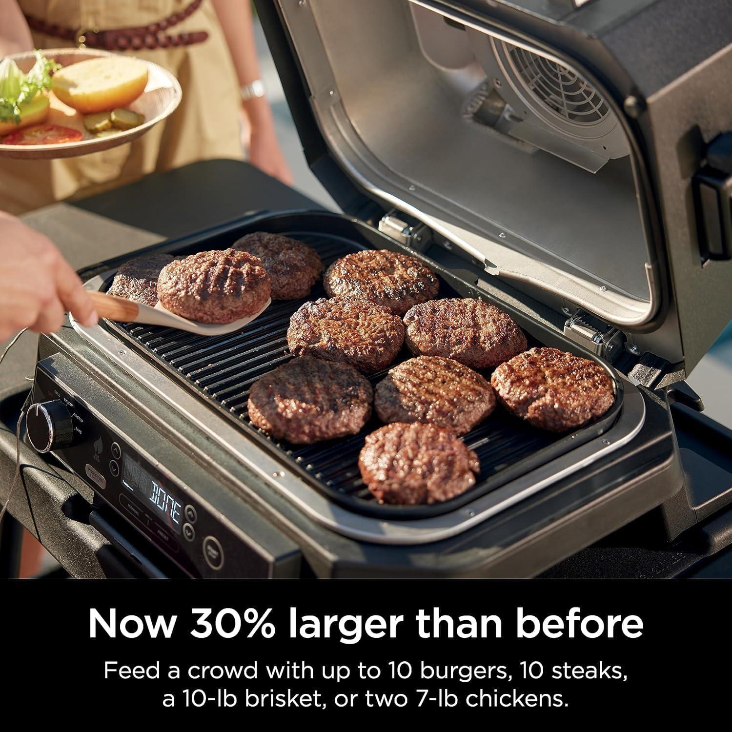 imageNinja Woodfire ProXL Outdoor Grill amp Smoker Thermometer 4in1 Master Grill BBQ Smoker Outdoor Air Fryer Bake Portable Electric Grill Renewed Navy