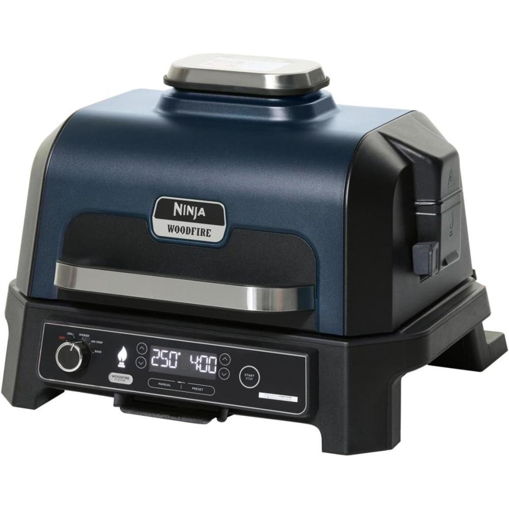 imageNinja Woodfire ProXL Outdoor Grill amp Smoker Thermometer 4in1 Master Grill BBQ Smoker Outdoor Air Fryer Bake Portable Electric Grill Renewed Navy