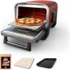 imageNinja Woodfire Outdoor Pizza Oven 8in1 Portable Electric Roaster Oven Heats up to 700F 5 Artisan Pizza Settings Integrated BBQ Smoker Box Includes Flavored Wood Pellets Terracotta RedPizza Oven  Smoker