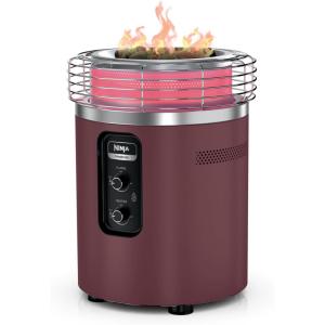 Ninja Fireside360™ Outdoor Heater & Fire Pit | 3 Modes: Flame, Heat, Flame & Heat | Portable for Patio, Deck, Camping, Beach | Easy Control Smokeless Flames | Push to Start Ignition | Stone | OF101ST(Maroon)