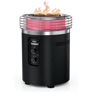 Ninja Fireside360™ Outdoor Heater & Fire Pit | 3 Modes: Flame, Heat, Flame & Heat | Portable for Patio, Deck, Camping, Beach | Easy Control Smokeless Flames | Push to Start Ignition | Stone | OF101ST(Black)
