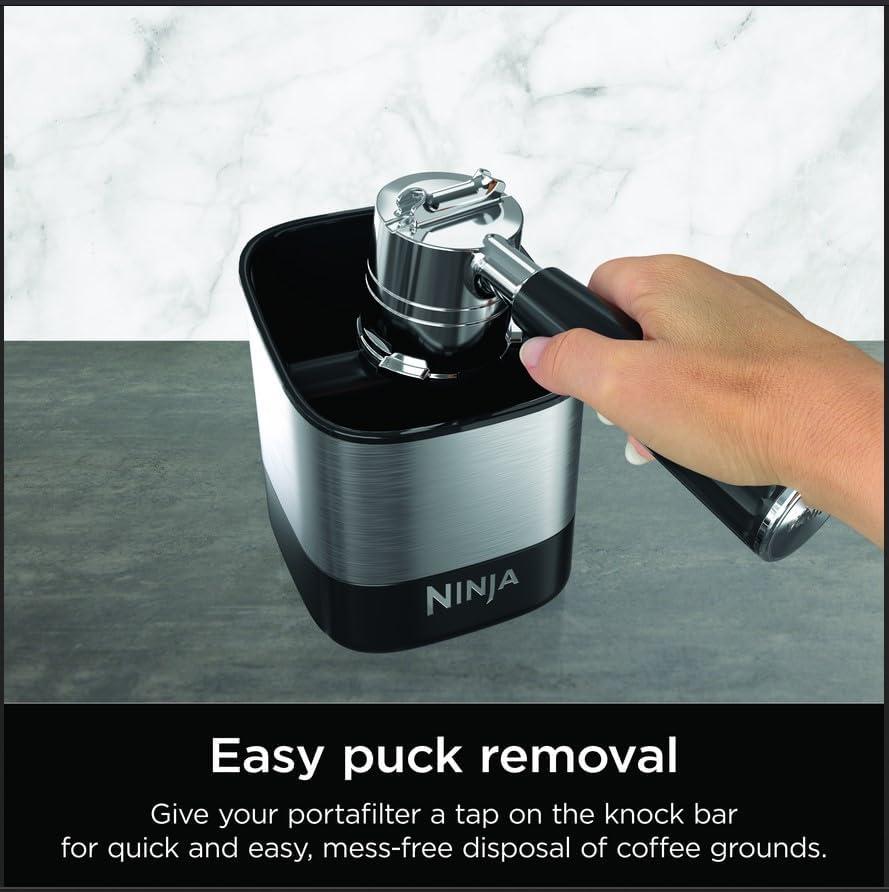 imageNinja Luxe Caf Knock Box Accessories for Espresso Machine Easy amp MessFree Puck Disposal Coffee amp Espresso Grounds Nonslip Base Removable Bar Holds 10 Double Shot Pucks XSKKNOCKBOX