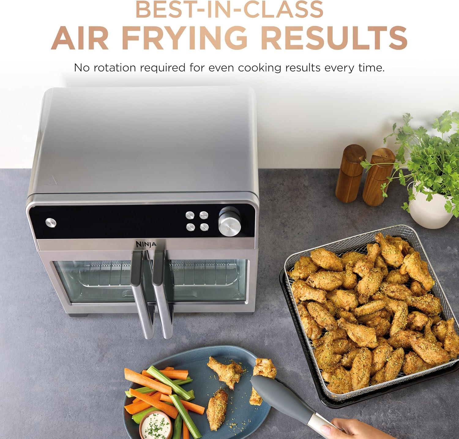 imageNinja French Door Premier Air Fryer Convection Oven Toaster 5qt Air Fry Basket Sheet Pan Wire Rack Broil Rack PFASfree Cooking Surface Dishwashersafe Accessories FO101 NEW