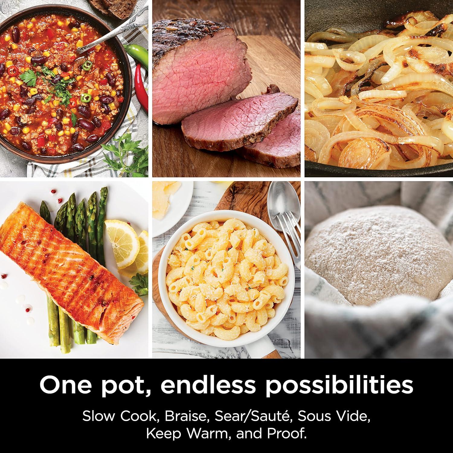 imageNinja 12in1 PossibleCooker PLUS 85qt Sous Vide amp Proof MultiCooker Slow Cooker Dutch Oven amp More Glass Lid amp Integrated Spoon Nonstick Oven Safe Pot to 500F Black MC1010Black