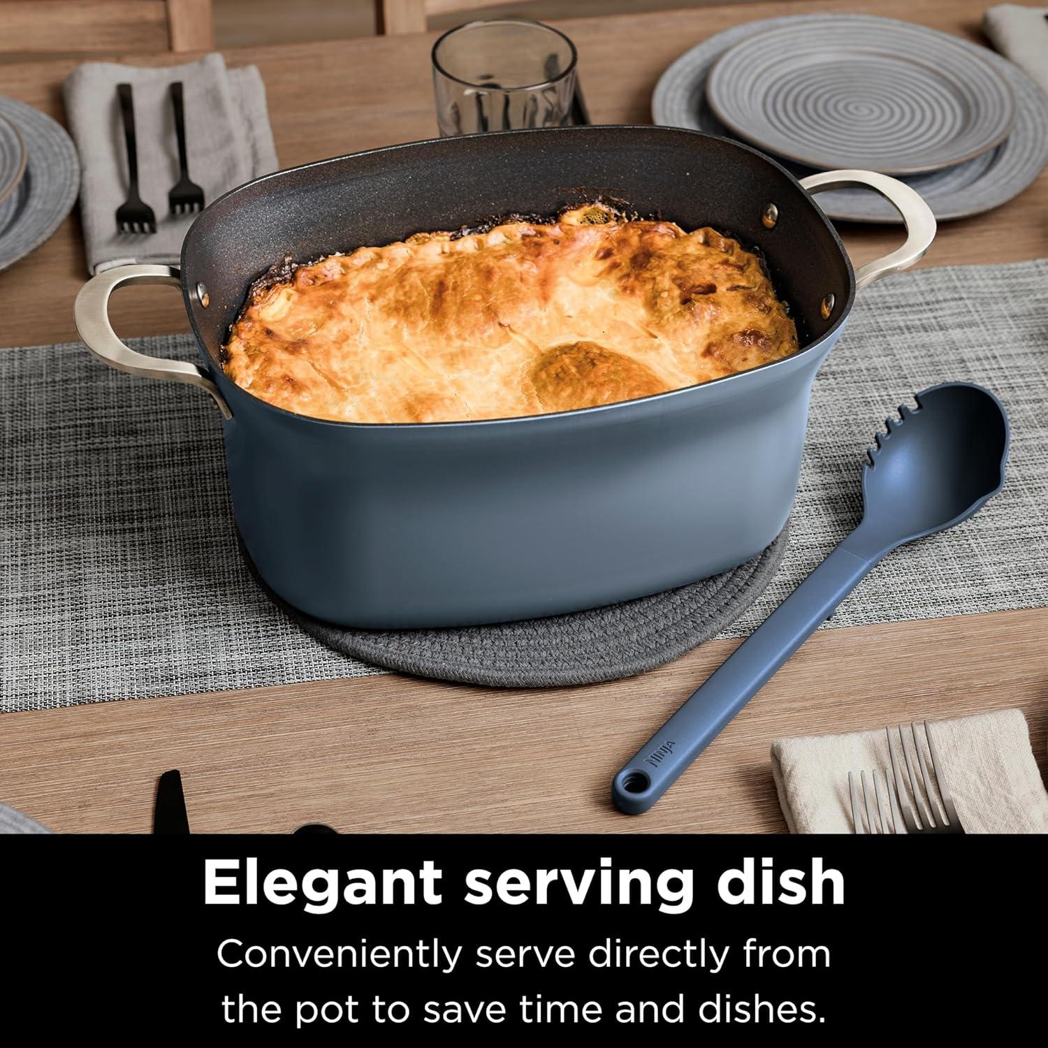 imageNinja 12in1 PossibleCooker PLUS 85qt Sous Vide amp Proof MultiCooker Slow Cooker Dutch Oven amp More Glass Lid amp Integrated Spoon Nonstick Oven Safe Pot to 500F Black MC1010Sea Salt Gray