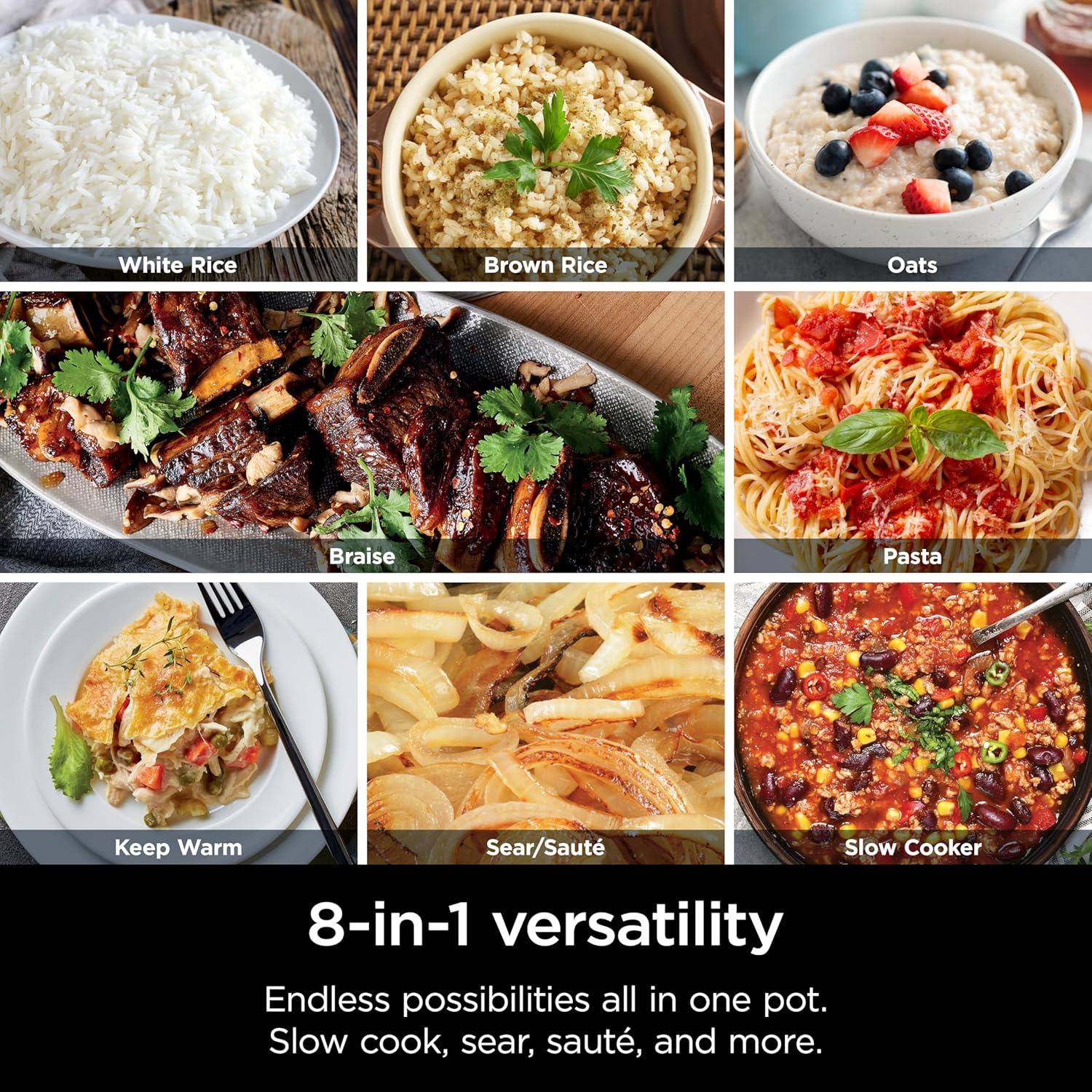 imageNinja 12in1 PossibleCooker PLUS 85qt Sous Vide amp Proof MultiCooker Slow Cooker Dutch Oven amp More Glass Lid amp Integrated Spoon Nonstick Oven Safe Pot to 500F Black MC1010Midnight Blue