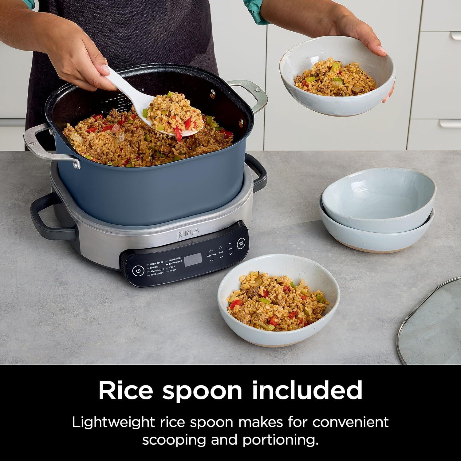 imageNinja 12in1 PossibleCooker PLUS 85qt Sous Vide amp Proof MultiCooker Slow Cooker Dutch Oven amp More Glass Lid amp Integrated Spoon Nonstick Oven Safe Pot to 500F Black MC1010Midnight Blue