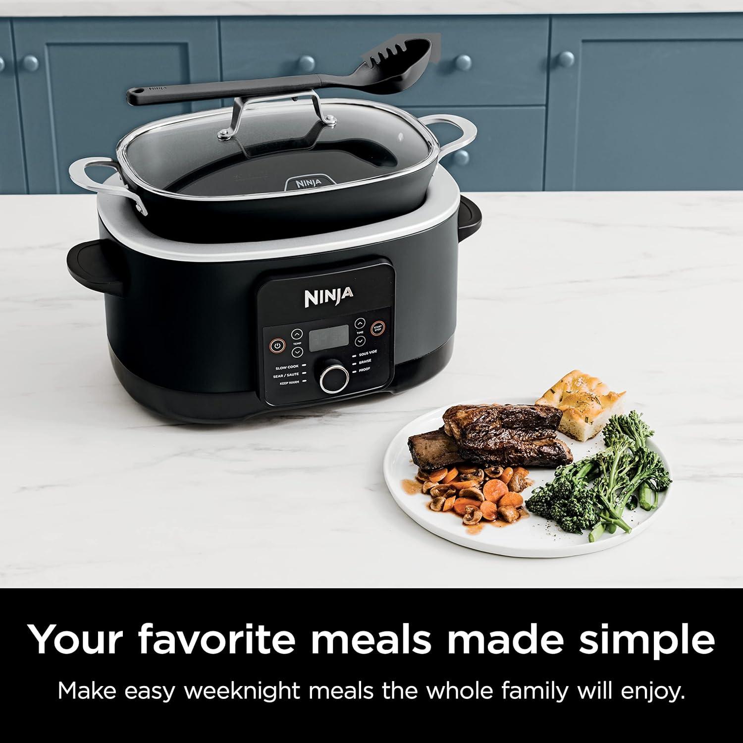 imageNinja 12in1 PossibleCooker PLUS 85qt Sous Vide amp Proof MultiCooker Slow Cooker Dutch Oven amp More Glass Lid amp Integrated Spoon Nonstick Oven Safe Pot to 500F Black MC1010Black