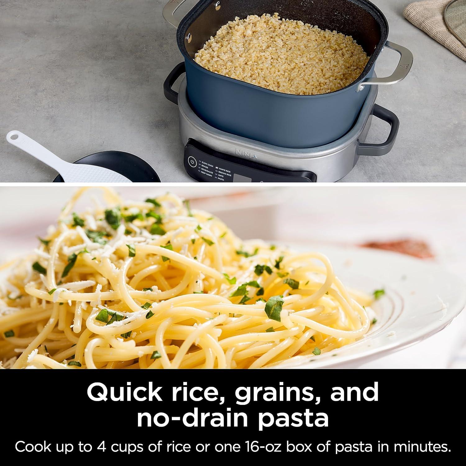 imageNinja 12in1 PossibleCooker PLUS 85qt Sous Vide amp Proof MultiCooker Slow Cooker Dutch Oven amp More Glass Lid amp Integrated Spoon Nonstick Oven Safe Pot to 500F Black MC1010Midnight Blue