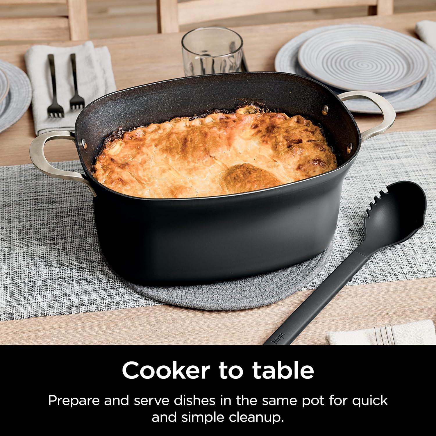 imageNinja 12in1 PossibleCooker PLUS 85qt Sous Vide amp Proof MultiCooker Slow Cooker Dutch Oven amp More Glass Lid amp Integrated Spoon Nonstick Oven Safe Pot to 500F Black MC1010Black