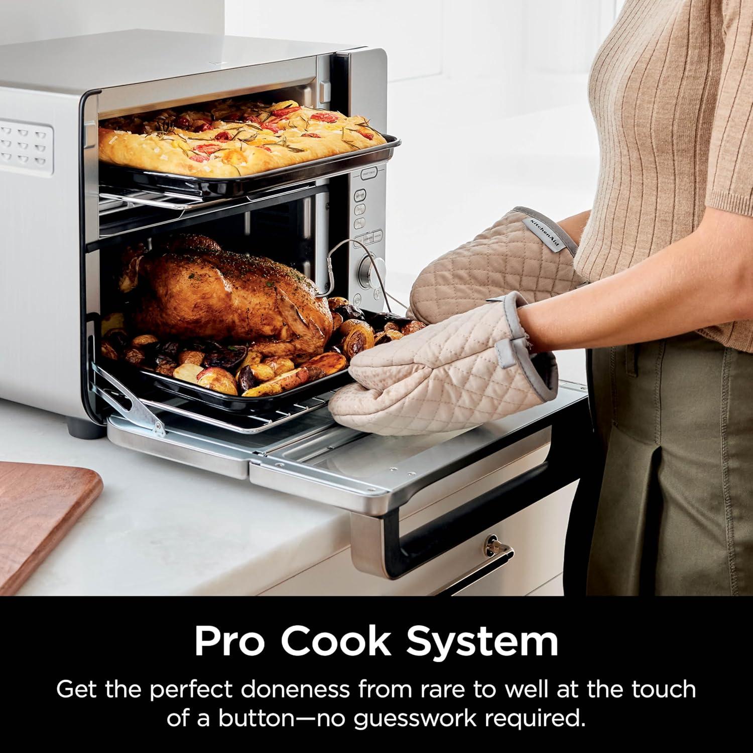imageNinja Air Fryer Toaster Oven Combo Double Stack XL 12in1 Fits 45 lb Chicken amp 6lbs of Wings Smart Finish Cook 2 Different Meals at Same Time Countertop Oven Stainless Steel DCT601Stainless 12in1 with Thermometer