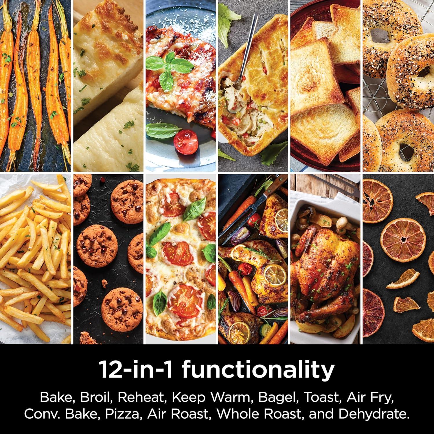 imageNinja Air Fryer Toaster Oven Combo Double Stack XL 12in1 Fits 45 lb Chicken amp 6lbs of Wings Smart Finish Cook 2 Different Meals at Same Time Countertop Oven Stainless Steel DCT601Stainless 12in1