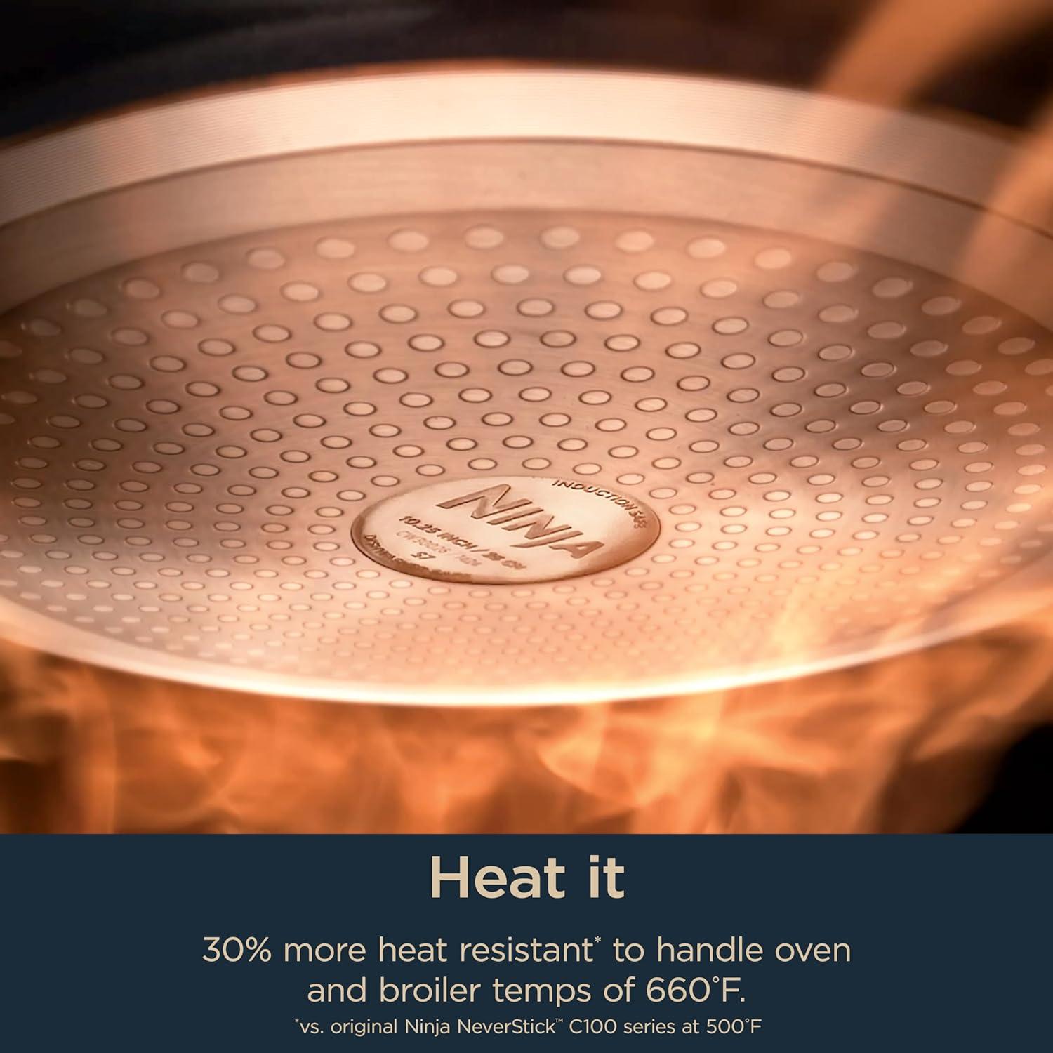 imageNinja Ceramic Pro 12 Fry Pan NonStick Pan Nontoxic PTFE Free Ceramic Coated Stainless Steel Handle Stove and Oven Safe to 550F All Stovetops amp Induction Compatible Black CW30030BK12 Fry Pan Black