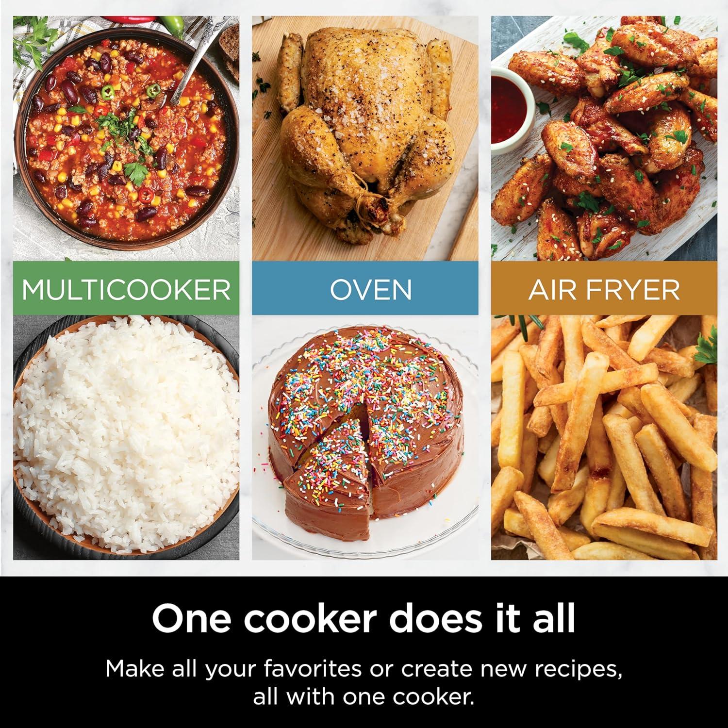 imageNinja Combi AllinOne Multicooker Oven amp Air Fryer Complete Meals in 15 Mins 14in1 Functions Combi Cooker Air Fry Bake Roast Slow Cook and More 3 Accessories Stainless Steel SFP701Multicooker