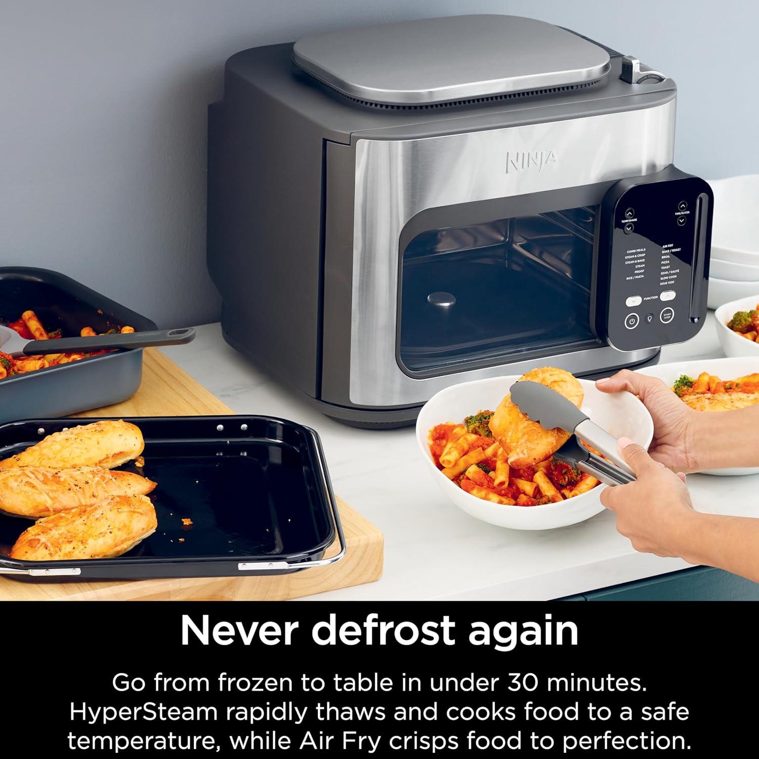 imageNinja Combi AllinOne Multicooker Oven amp Air Fryer Complete Meals in 15 Mins 14in1 Functions Combi Cooker Air Fry Bake Roast Slow Cook and More 3 Accessories Stainless Steel SFP701Multicooker