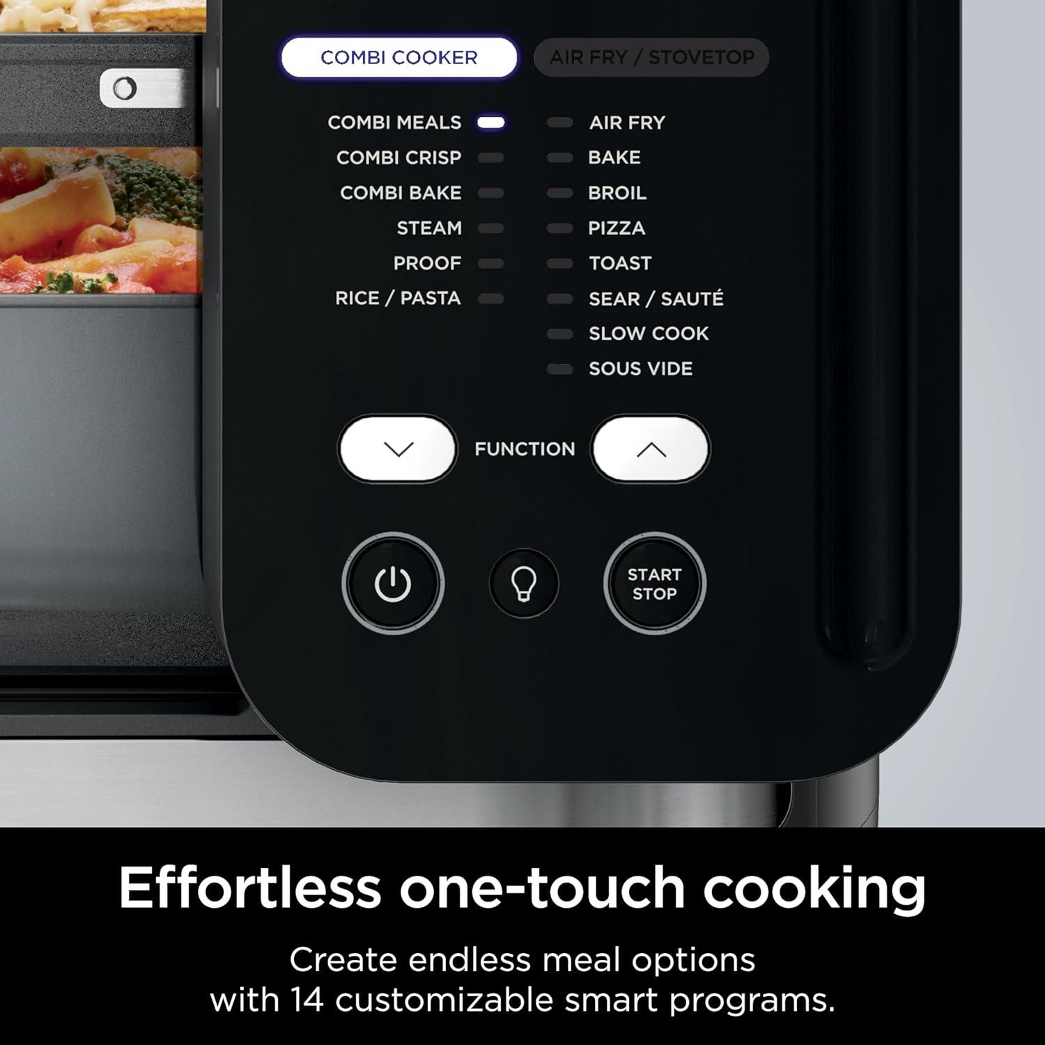 imageNinja Combi AllinOne Multicooker Oven amp Air Fryer Complete Meals in 15 Mins 14in1 Functions Combi Cooker Air Fry Bake Roast Slow Cook and More 3 Accessories Stainless Steel SFP701Multicooker