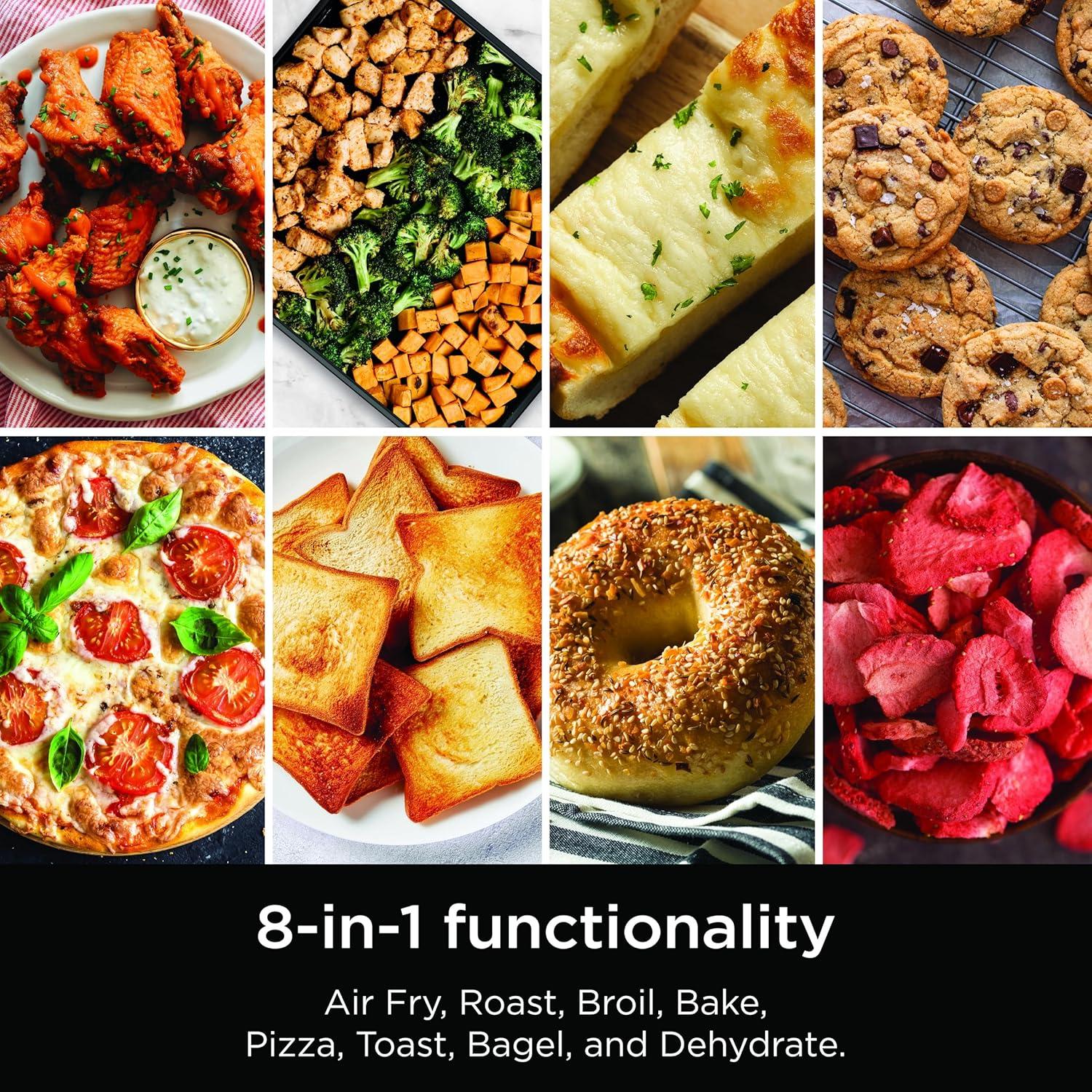 imageNinja Digital Air Fryer amp Toaster Oven 8in1 Functionality FlipUp Design XL Capacity Air Fry Basket Sheet Pan Wire Rack amp Crumb Tray 1800 Watt Silver SP101Stainless Premium 8in1 Flip Oven
