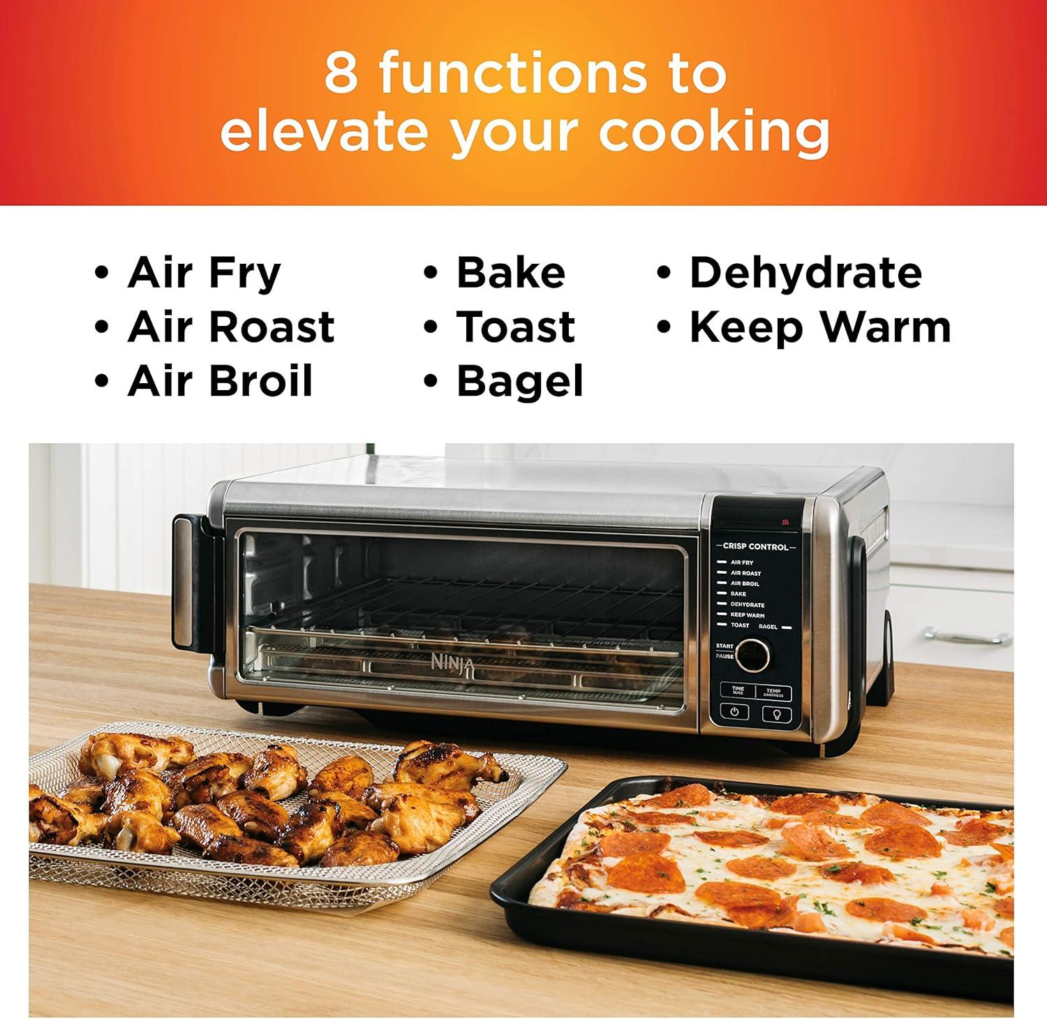 imageNinja Digital Air Fryer amp Toaster Oven 8in1 Functionality FlipUp Design XL Capacity Air Fry Basket Sheet Pan Wire Rack amp Crumb Tray 1800 Watt Silver SP1018in1 Flip Oven