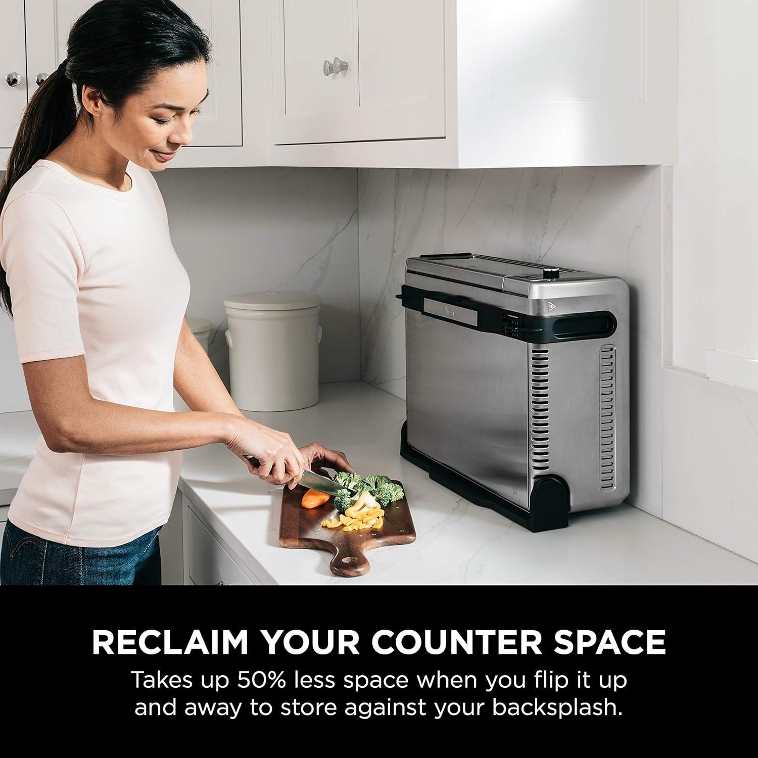 imageNinja Digital Air Fryer amp Toaster Oven 8in1 Functionality FlipUp Design XL Capacity Air Fry Basket Sheet Pan Wire Rack amp Crumb Tray 1800 Watt Silver SP1018in1 Flip Oven