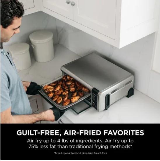 imageNinja Digital Air Fryer amp Toaster Oven 8in1 Functionality FlipUp Design XL Capacity Air Fry Basket Sheet Pan Wire Rack amp Crumb Tray 1800 Watt Silver SP1018in1 Flip Oven