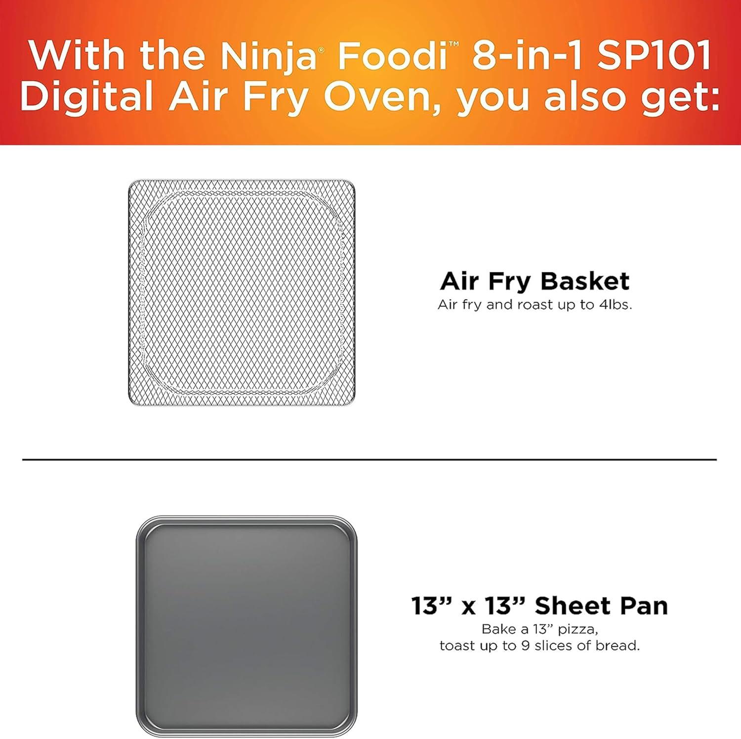imageNinja Digital Air Fryer amp Toaster Oven 8in1 Functionality FlipUp Design XL Capacity Air Fry Basket Sheet Pan Wire Rack amp Crumb Tray 1800 Watt Silver SP1018in1 Flip Oven