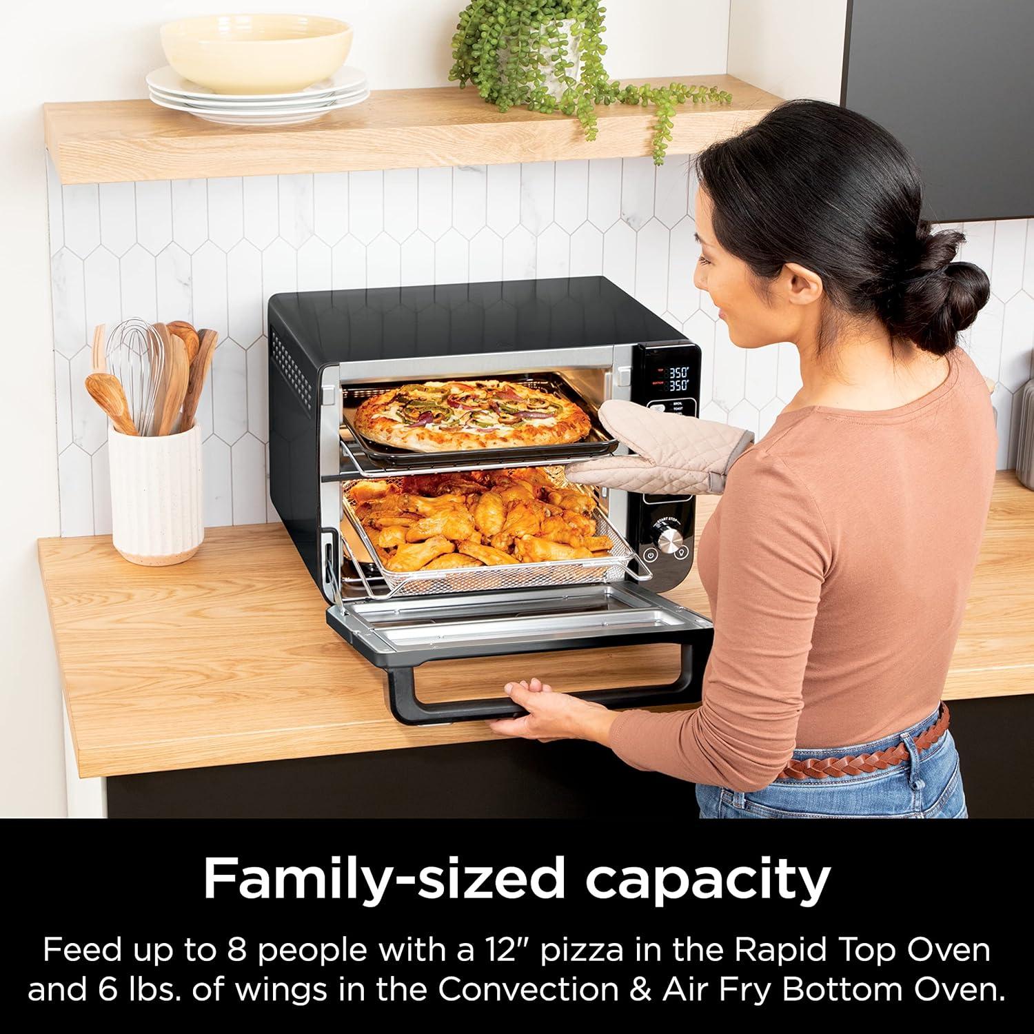 imageNinja Double Oven with FlexDoor FlavorSeal amp Smart Finish Air Fry Bake Roast Toast Fry Pizza Convection Oven 13in1 Black DCT402BK