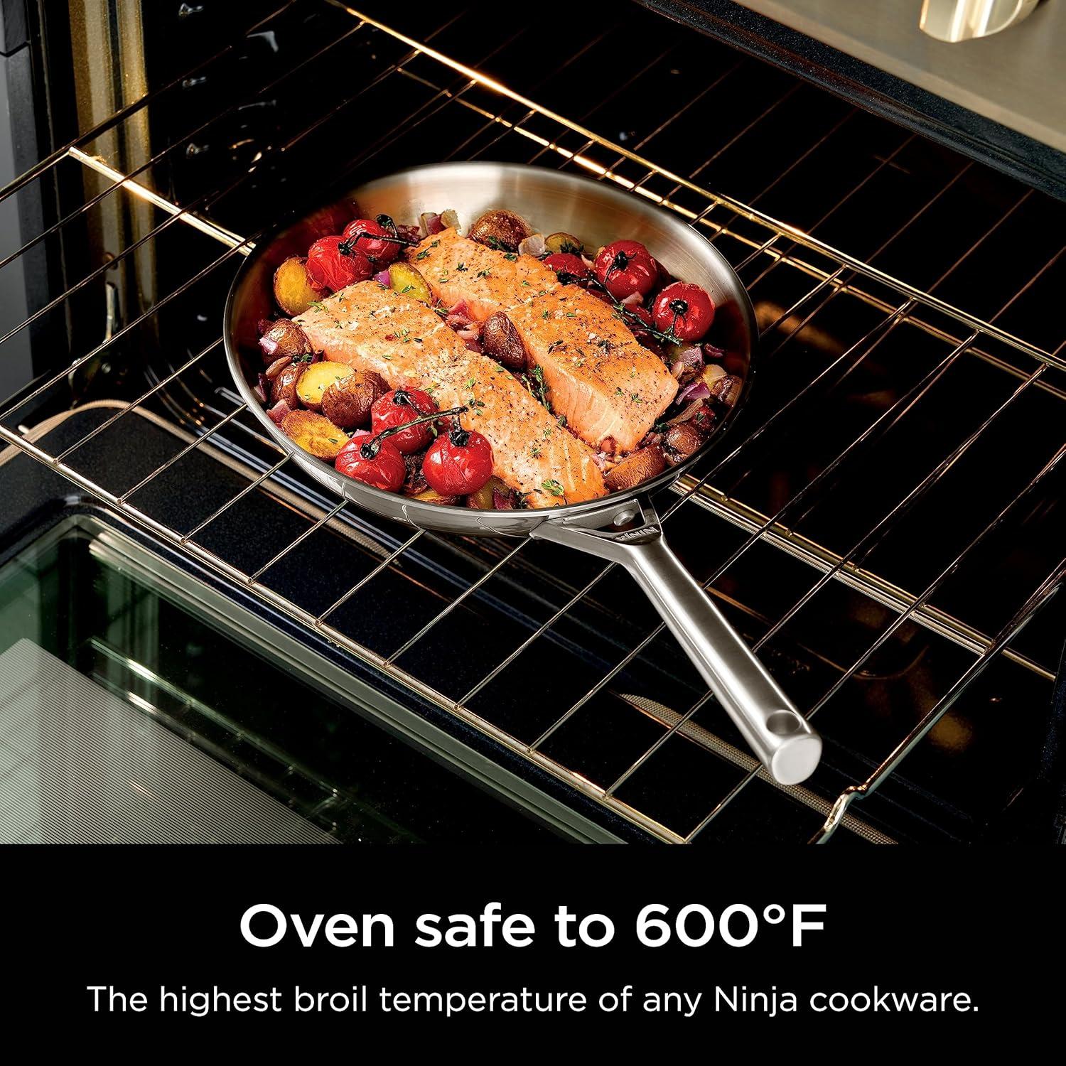 imageNinja Everclad CommercialGrade Stainless Steel 12 Fry Pan TriPly Pans Oven Safe to 600F All Stovetops amp Induction Compatible Stainless C900307 Piece Set