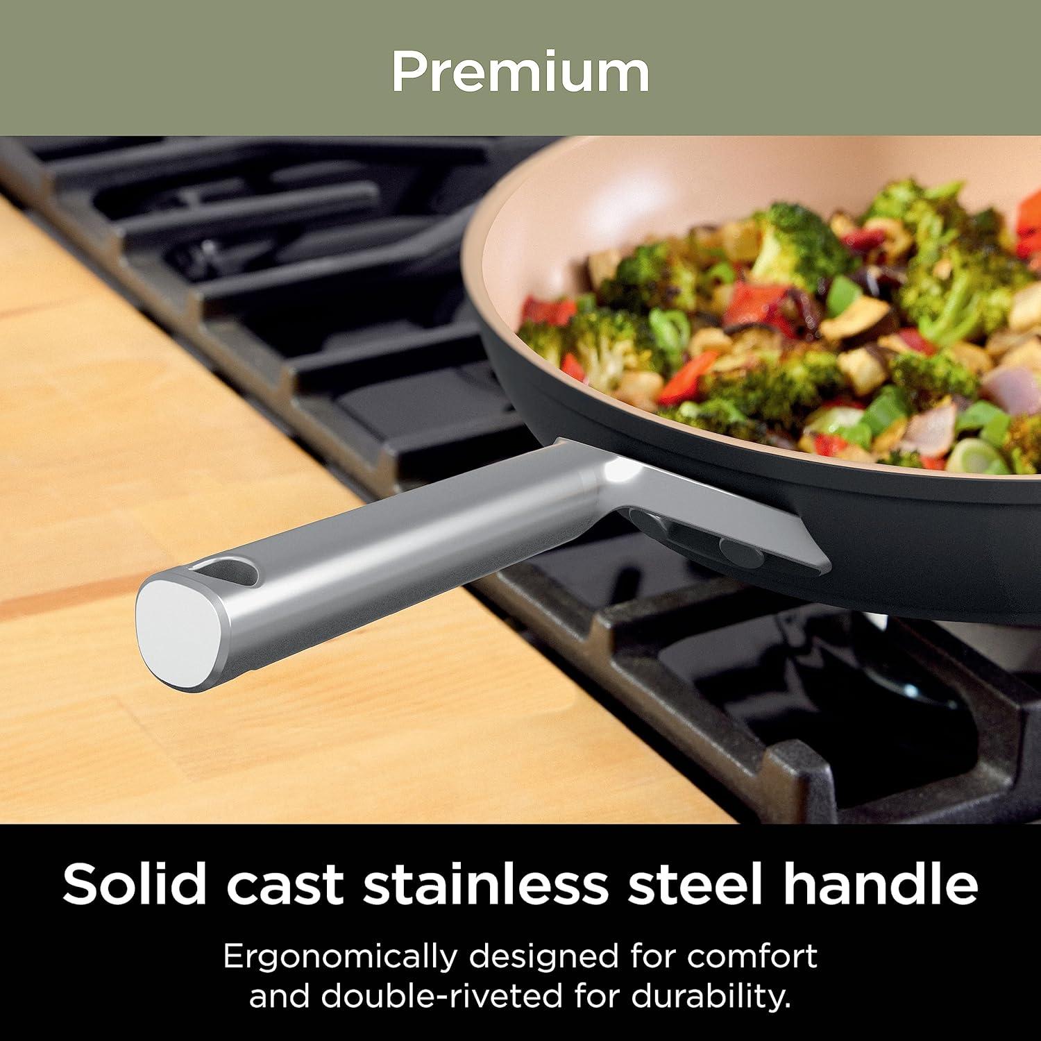 imageNinja Extended Life Premium Ceramic 1025 Fry Pan Nonstick Fry Pans Pots PTFE Free Healthy Cooking Oven Safe to 550F Dishwasher Safe All Stovetops amp Induction Compatible Dark Grey CW900269 Piece Set