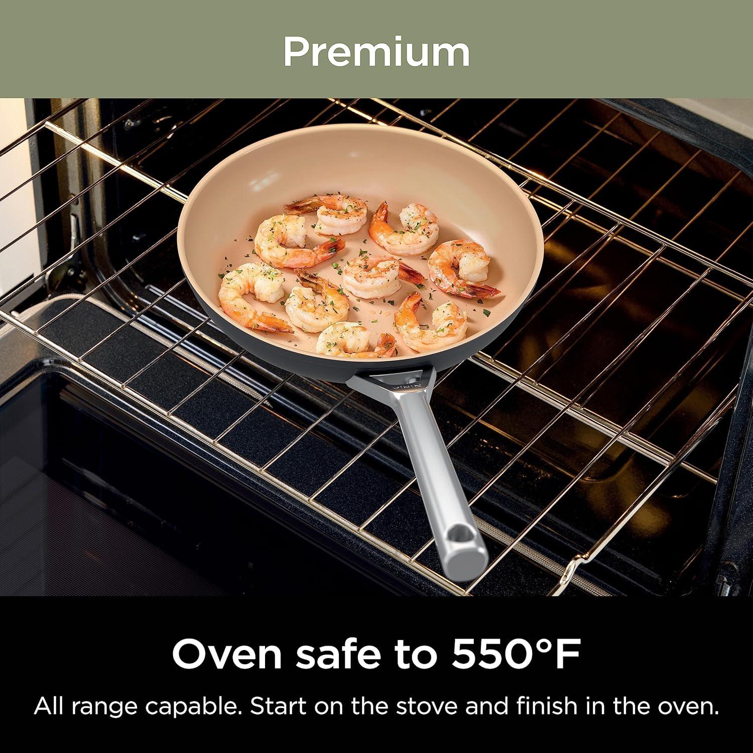 imageNinja Extended Life Premium Ceramic 1025 Fry Pan Nonstick Fry Pans Pots PTFE Free Healthy Cooking Oven Safe to 550F Dishwasher Safe All Stovetops amp Induction Compatible Dark Grey CW900261025 Fry Pan