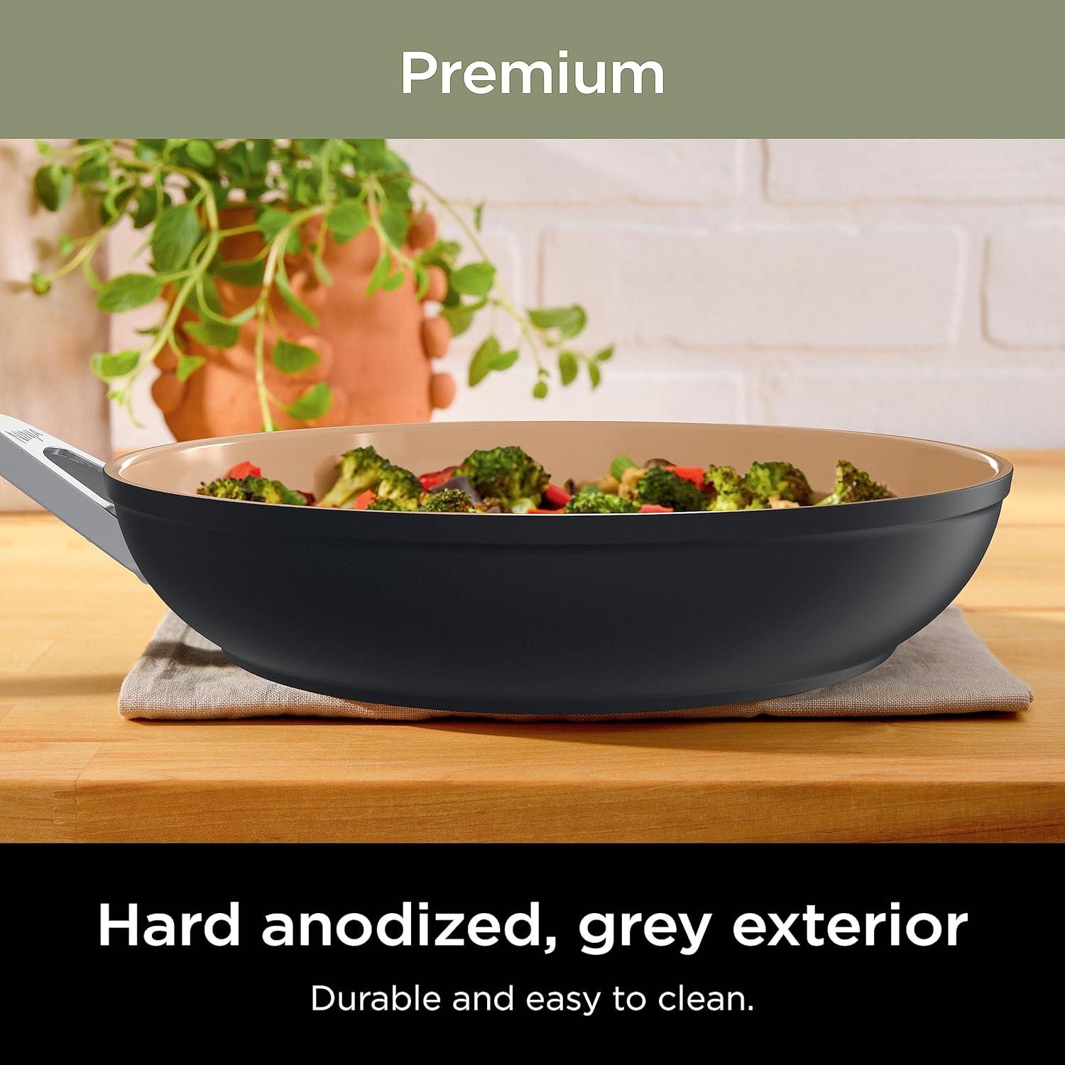 imageNinja Extended Life Premium Ceramic 1025 Fry Pan Nonstick Fry Pans Pots PTFE Free Healthy Cooking Oven Safe to 550F Dishwasher Safe All Stovetops amp Induction Compatible Dark Grey CW900268 Fry Pan