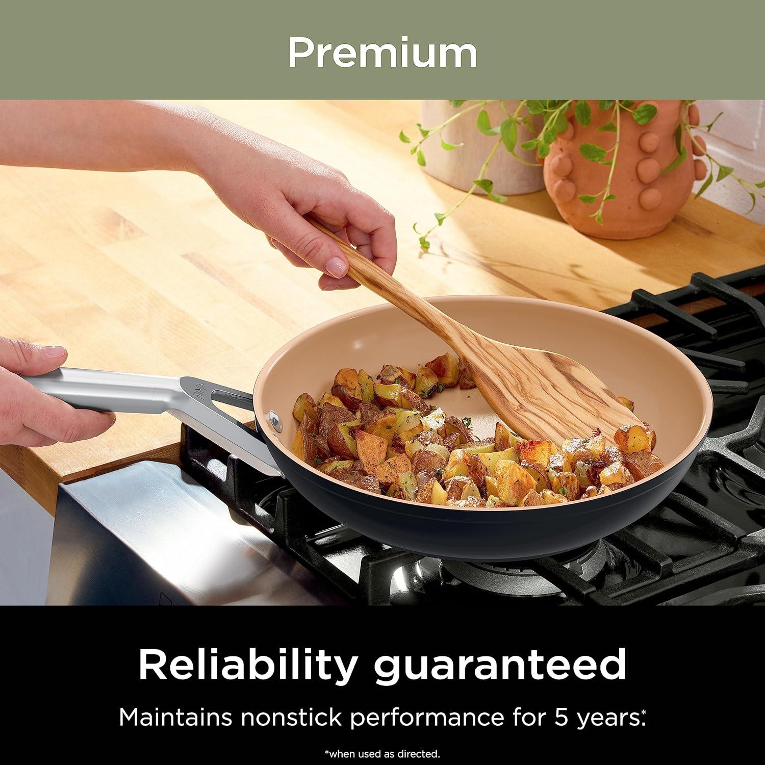 imageNinja Extended Life Premium Ceramic 1025 Fry Pan Nonstick Fry Pans Pots PTFE Free Healthy Cooking Oven Safe to 550F Dishwasher Safe All Stovetops amp Induction Compatible Dark Grey CW900261025 Fry Pan