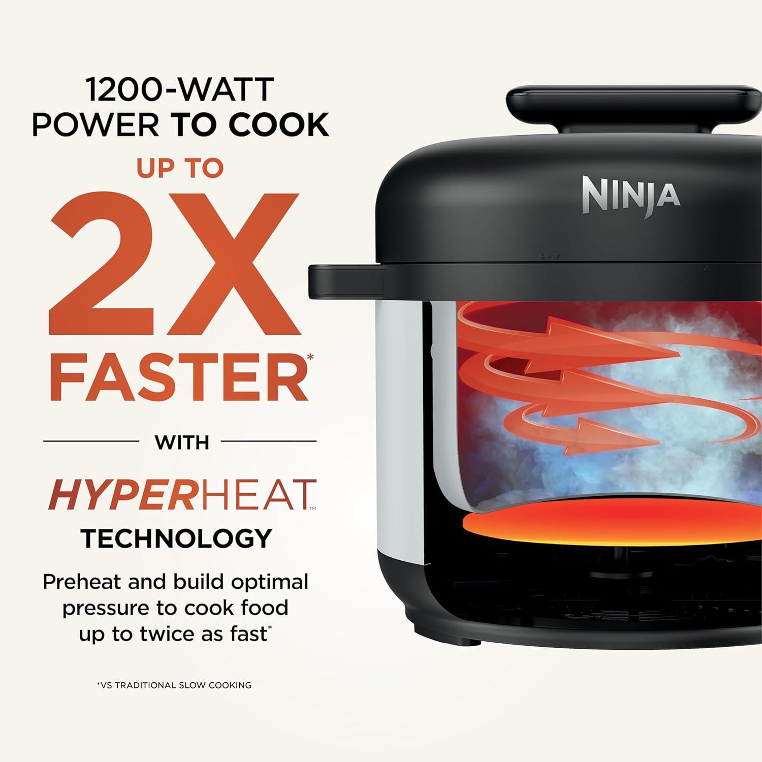 imageNinja HyperHeat 9in1 65qt Pressure Cooker Steams Slow Cooks Sears Sauts Sous Vide Yogurt amp More With SimpliServe Pot Powerful 1200Watt Grey PC201GYWhite