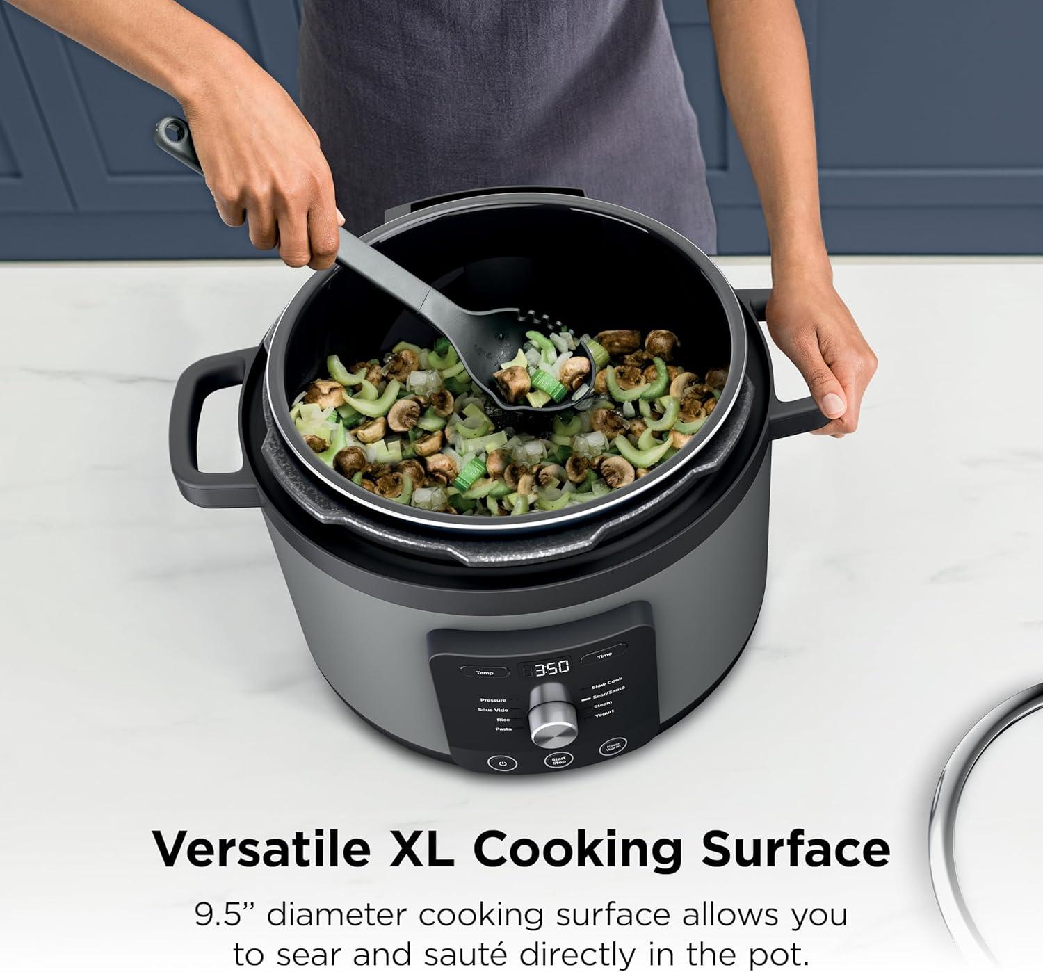 imageNinja HyperHeat 9in1 65qt Pressure Cooker Steams Slow Cooks Sears Sauts Sous Vide Yogurt amp More With SimpliServe Pot Powerful 1200Watt Grey PC201GYGrey