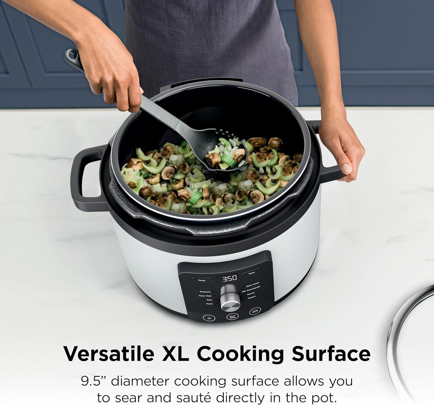 imageNinja HyperHeat 9in1 65qt Pressure Cooker Steams Slow Cooks Sears Sauts Sous Vide Yogurt amp More With SimpliServe Pot Powerful 1200Watt Grey PC201GYWhite