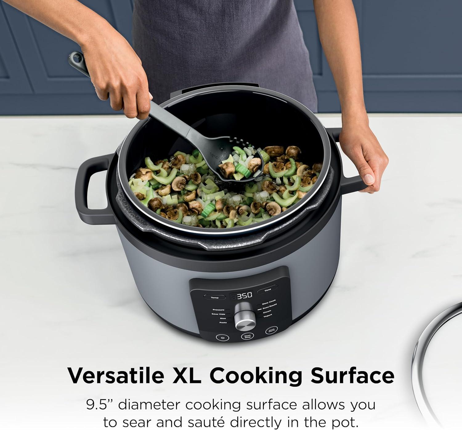 imageNinja HyperHeat 9in1 65qt Pressure Cooker Steams Slow Cooks Sears Sauts Sous Vide Yogurt amp More With SimpliServe Pot Powerful 1200Watt Grey PC201GYStone Purple