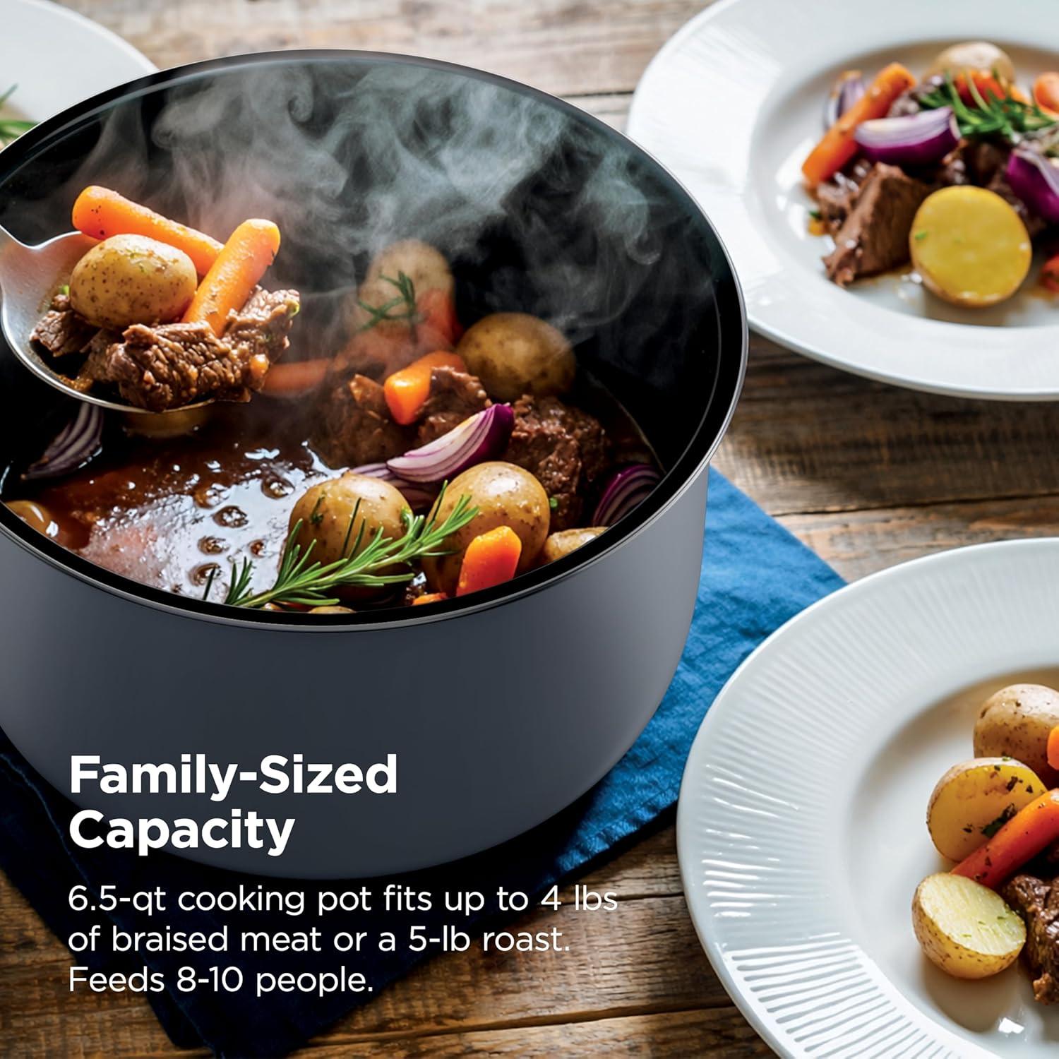 imageNinja HyperHeat 9in1 65qt Pressure Cooker Steams Slow Cooks Sears Sauts Sous Vide Yogurt amp More With SimpliServe Pot Powerful 1200Watt Grey PC201GYStone Purple