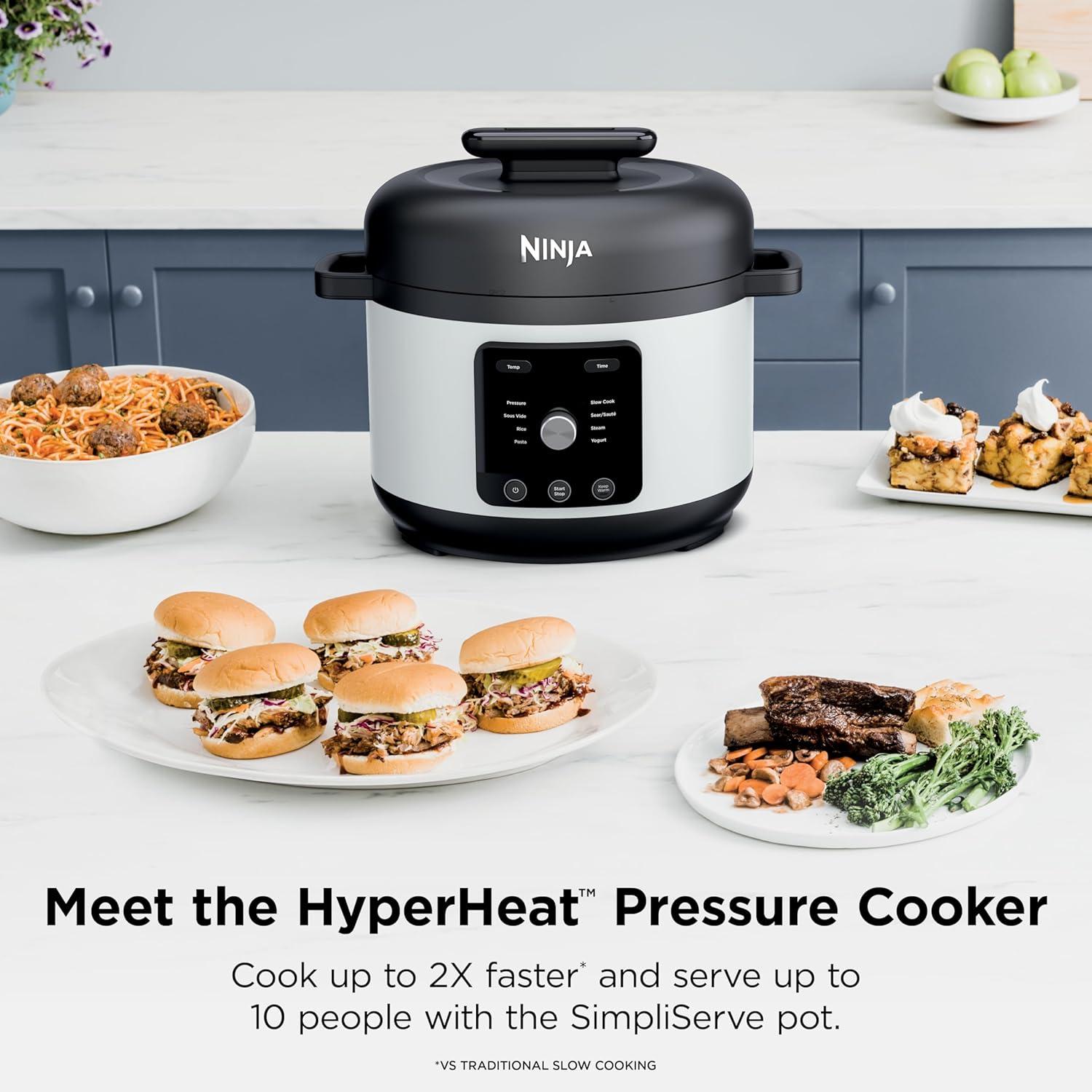 imageNinja HyperHeat 9in1 65qt Pressure Cooker Steams Slow Cooks Sears Sauts Sous Vide Yogurt amp More With SimpliServe Pot Powerful 1200Watt Grey PC201GYWhite
