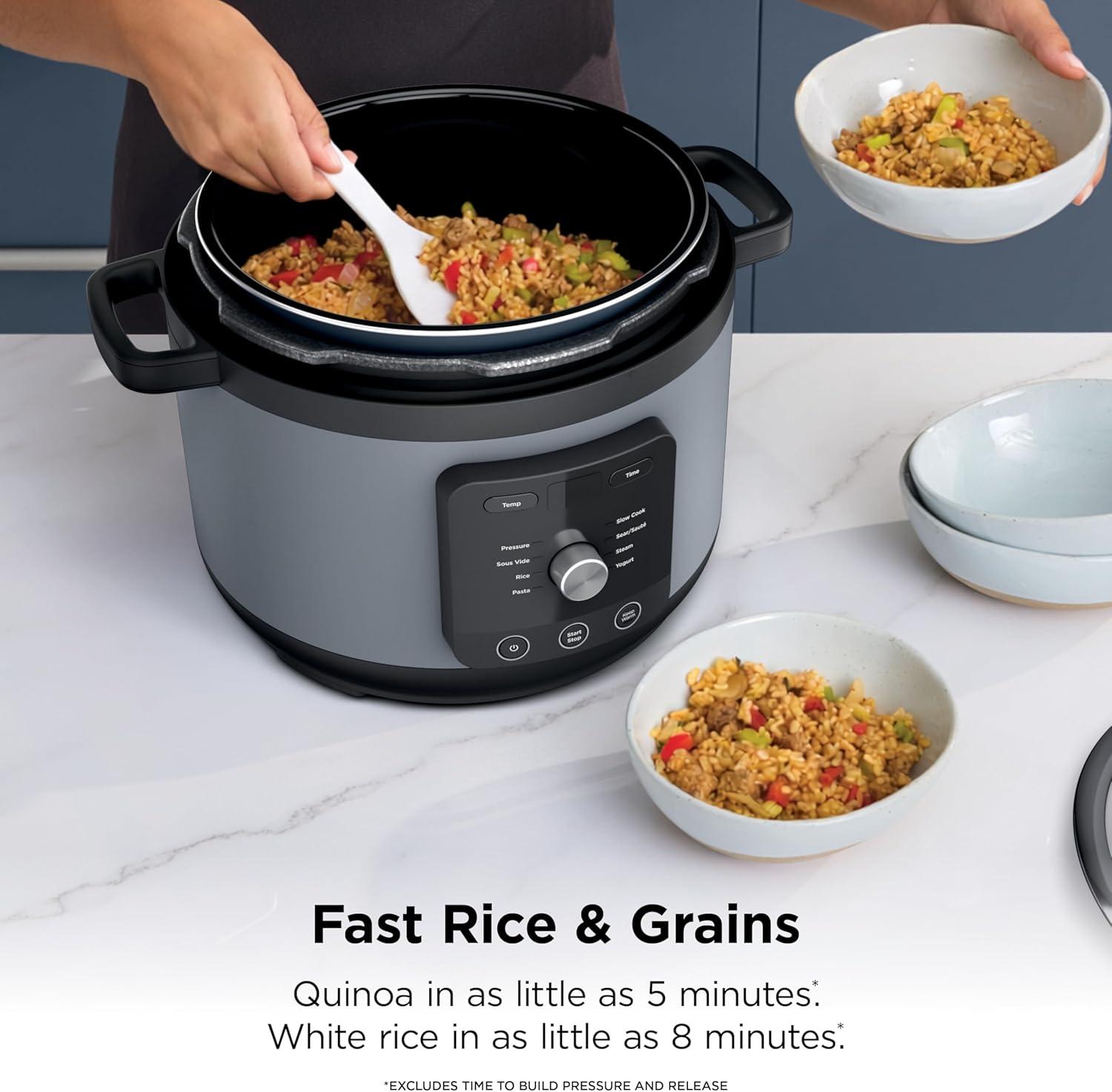 imageNinja HyperHeat 9in1 65qt Pressure Cooker Steams Slow Cooks Sears Sauts Sous Vide Yogurt amp More With SimpliServe Pot Powerful 1200Watt Grey PC201GYStone Purple